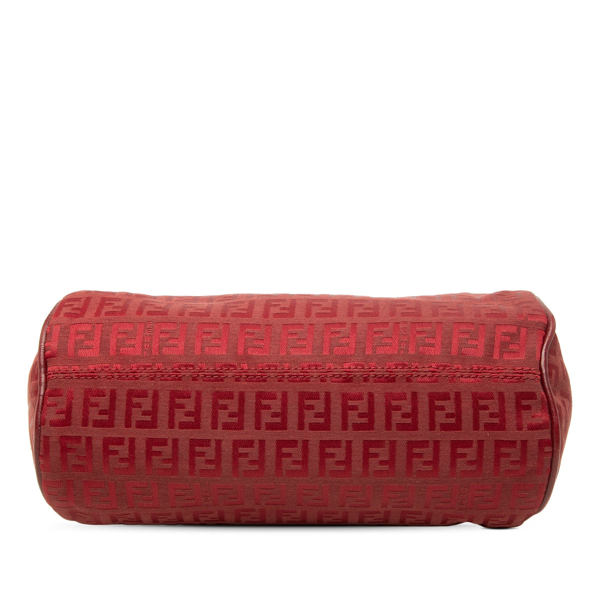 Fendi Zucchino Canvas Barrel Handbag — Red