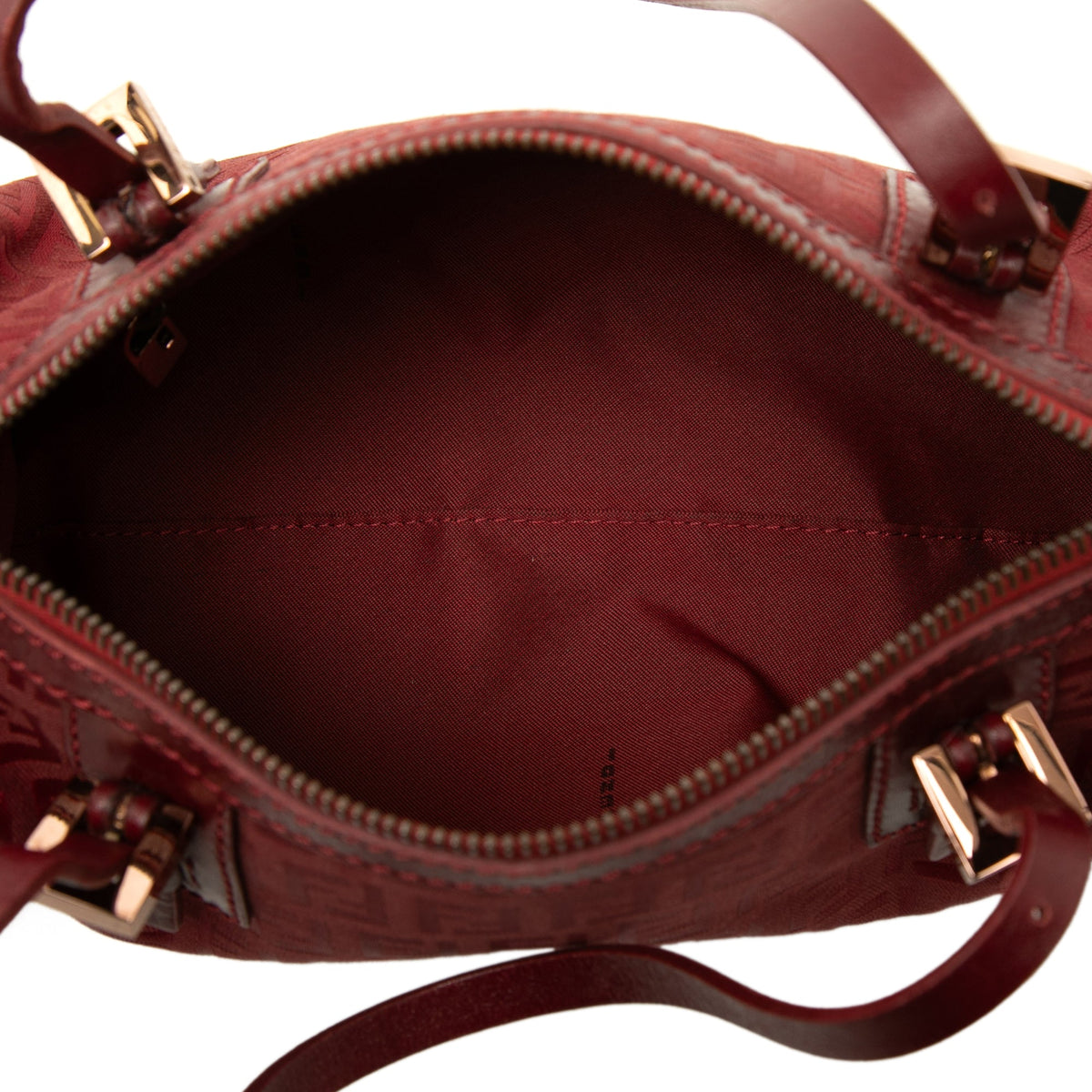 Fendi Zucchino Canvas Barrel Handbag — Red