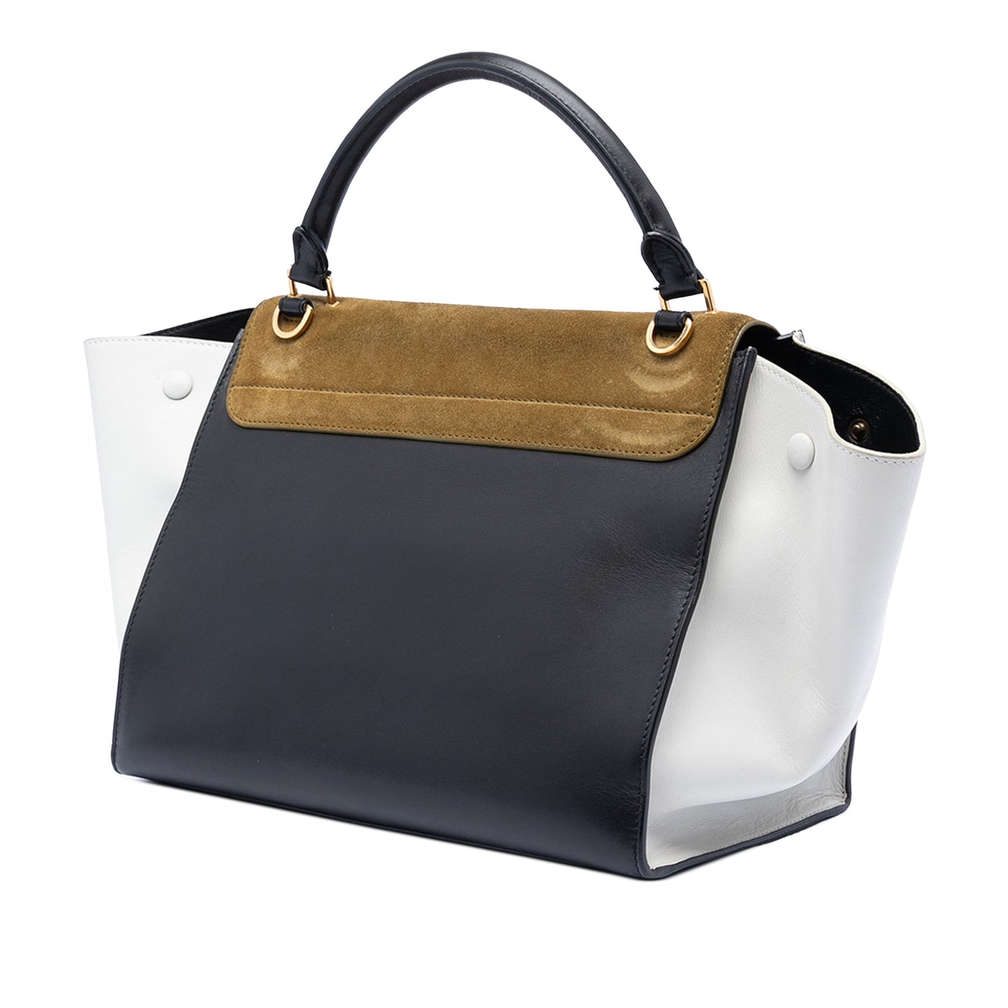 Celine Medium Tricolor Calfskin and Suede Trapeze Satchel