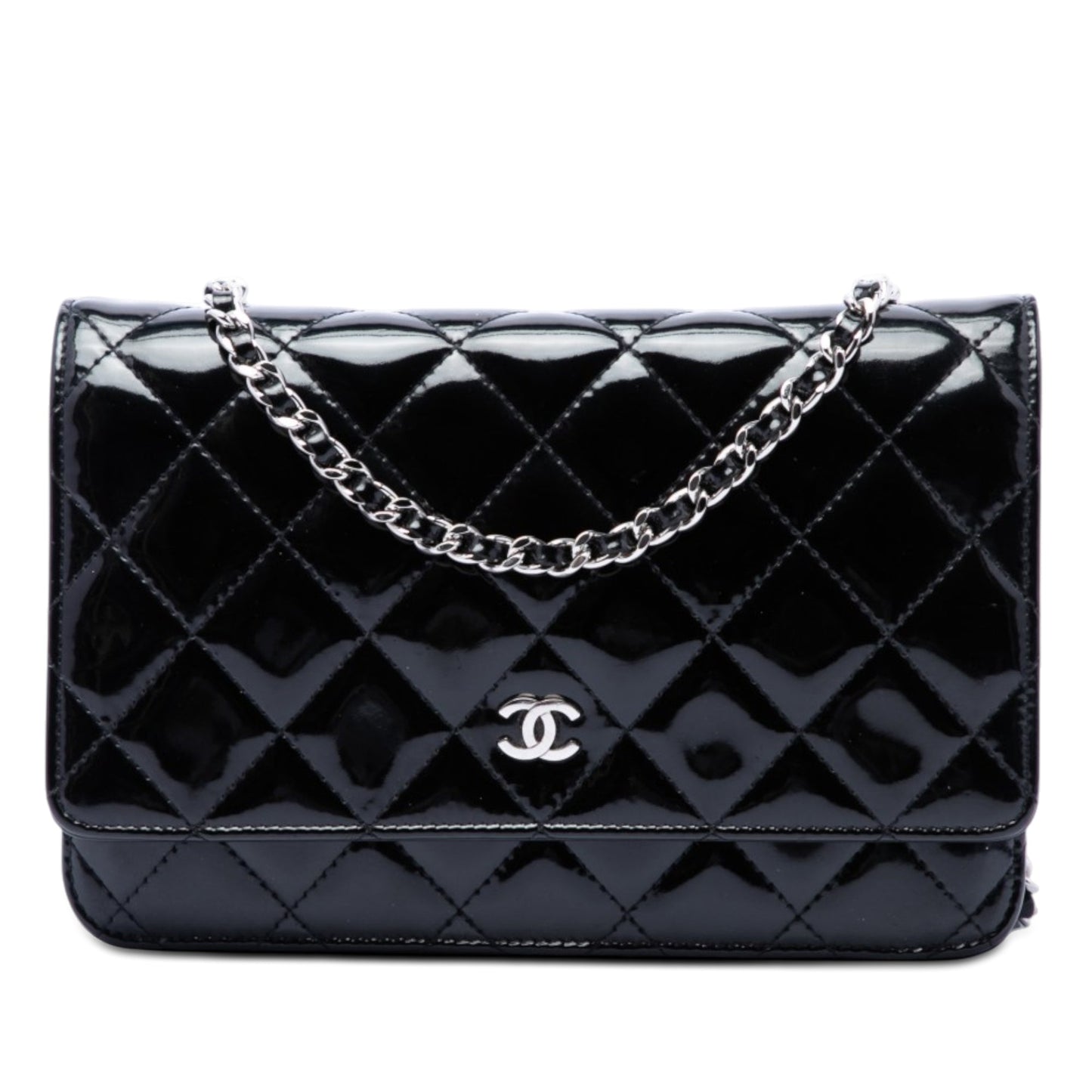 Chanel CC Quilted Patent Wallet On Chain