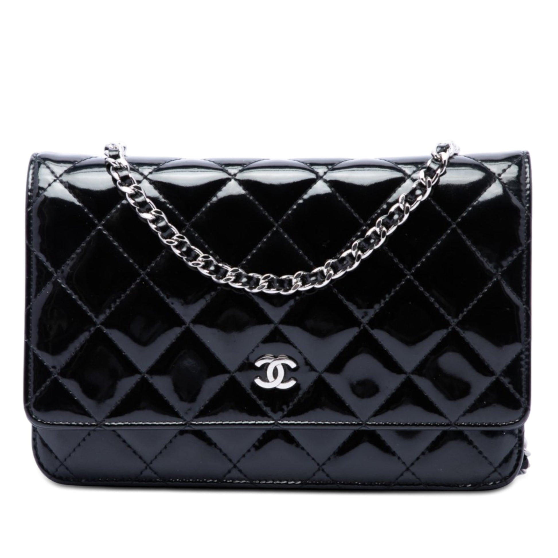 Chanel CC Quilted Patent Wallet On Chain