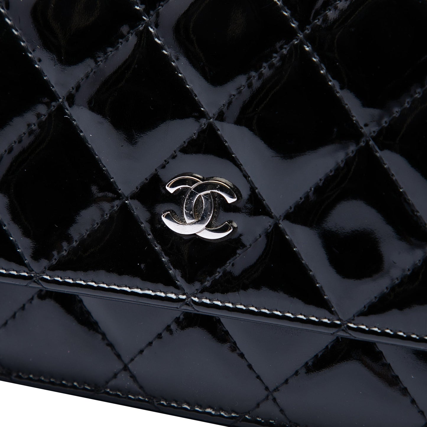 Chanel CC Quilted Patent Wallet On Chain