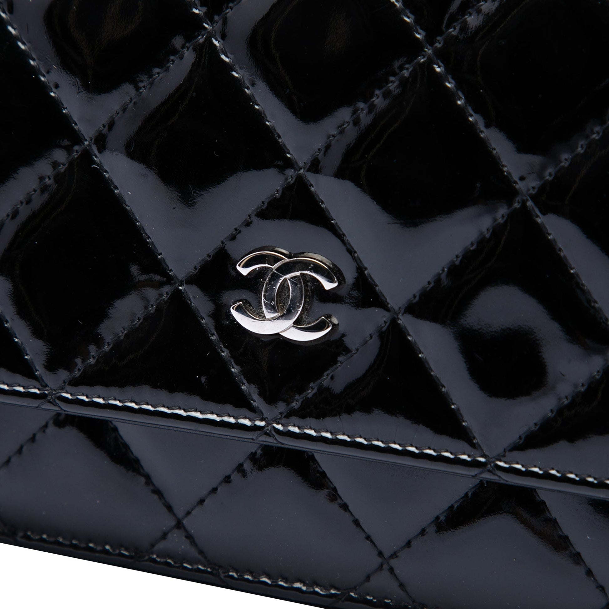 Chanel CC Quilted Patent Wallet On Chain