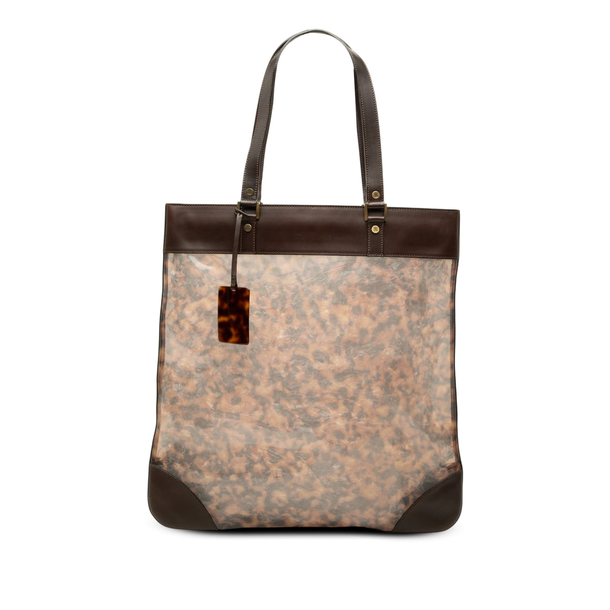 Celine Leather Trimmed PVC Tote — Brown