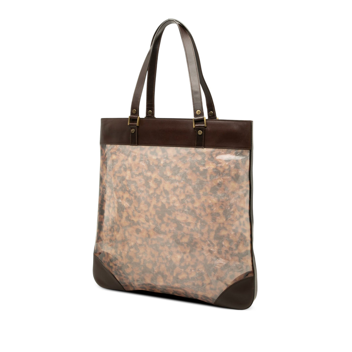 Celine Leather Trimmed PVC Tote — Brown