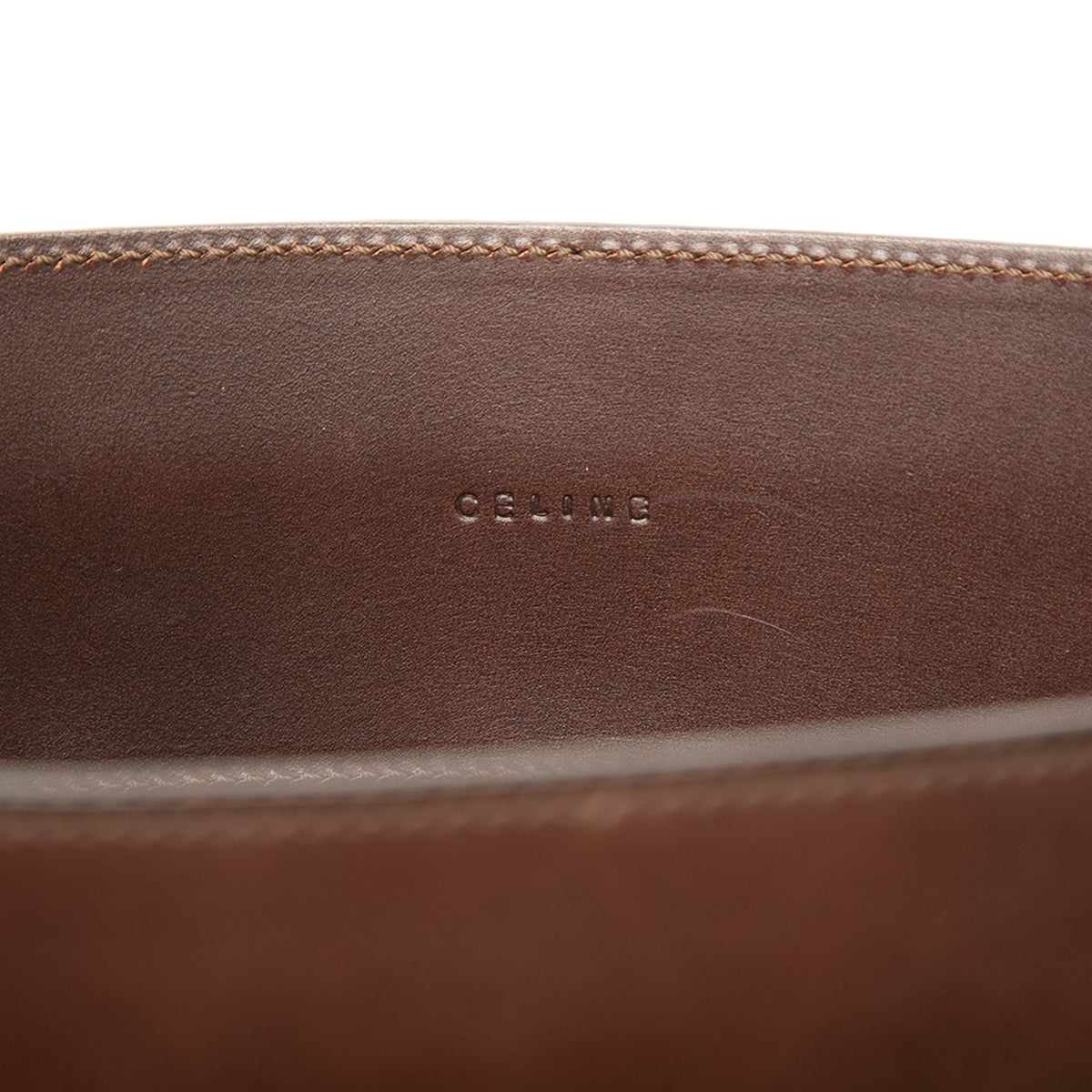 Celine Leather Trimmed PVC Tote — Brown