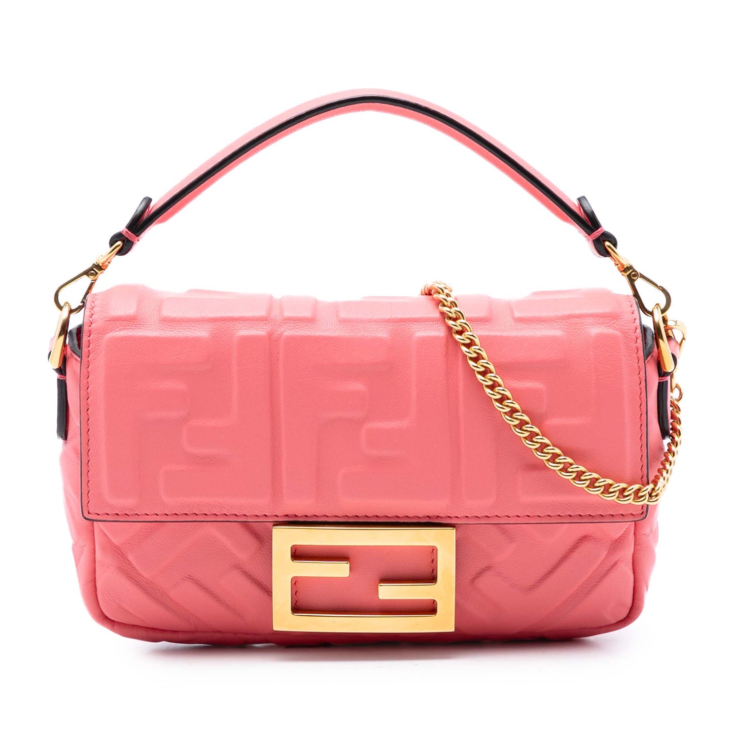Fendi Mini Zucca Embossed Leather Baguette Satchel