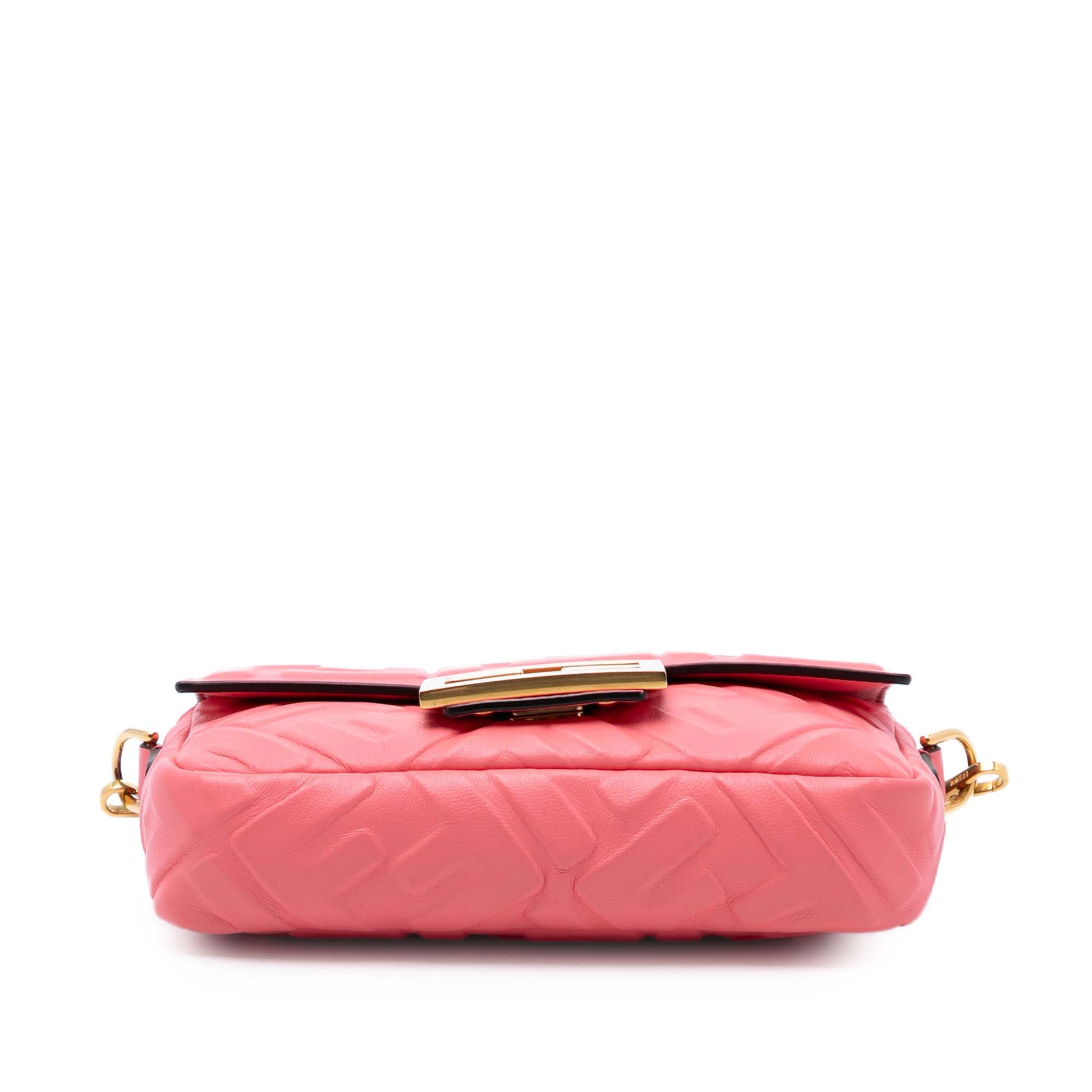 Fendi Mini Zucca Embossed Leather Baguette Satchel