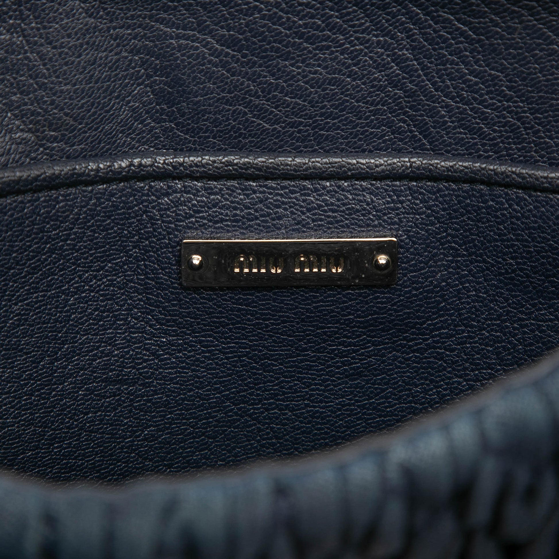 Miu Miu Matelasse Denim Crystal Satchel