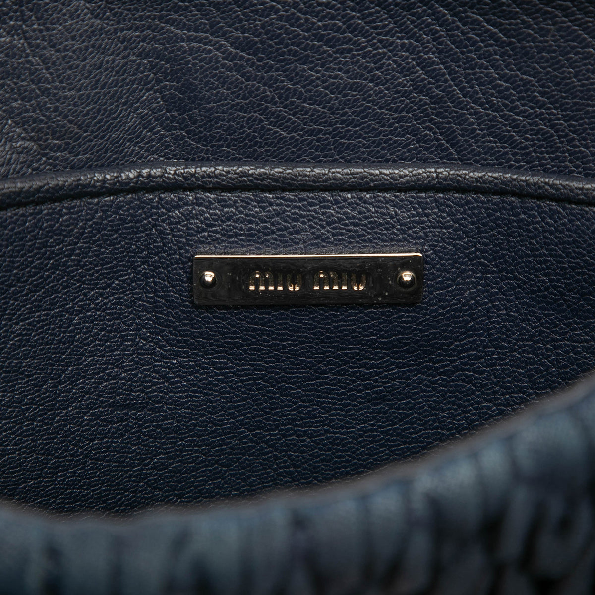 Miu Miu Matelasse Denim Crystal Satchel