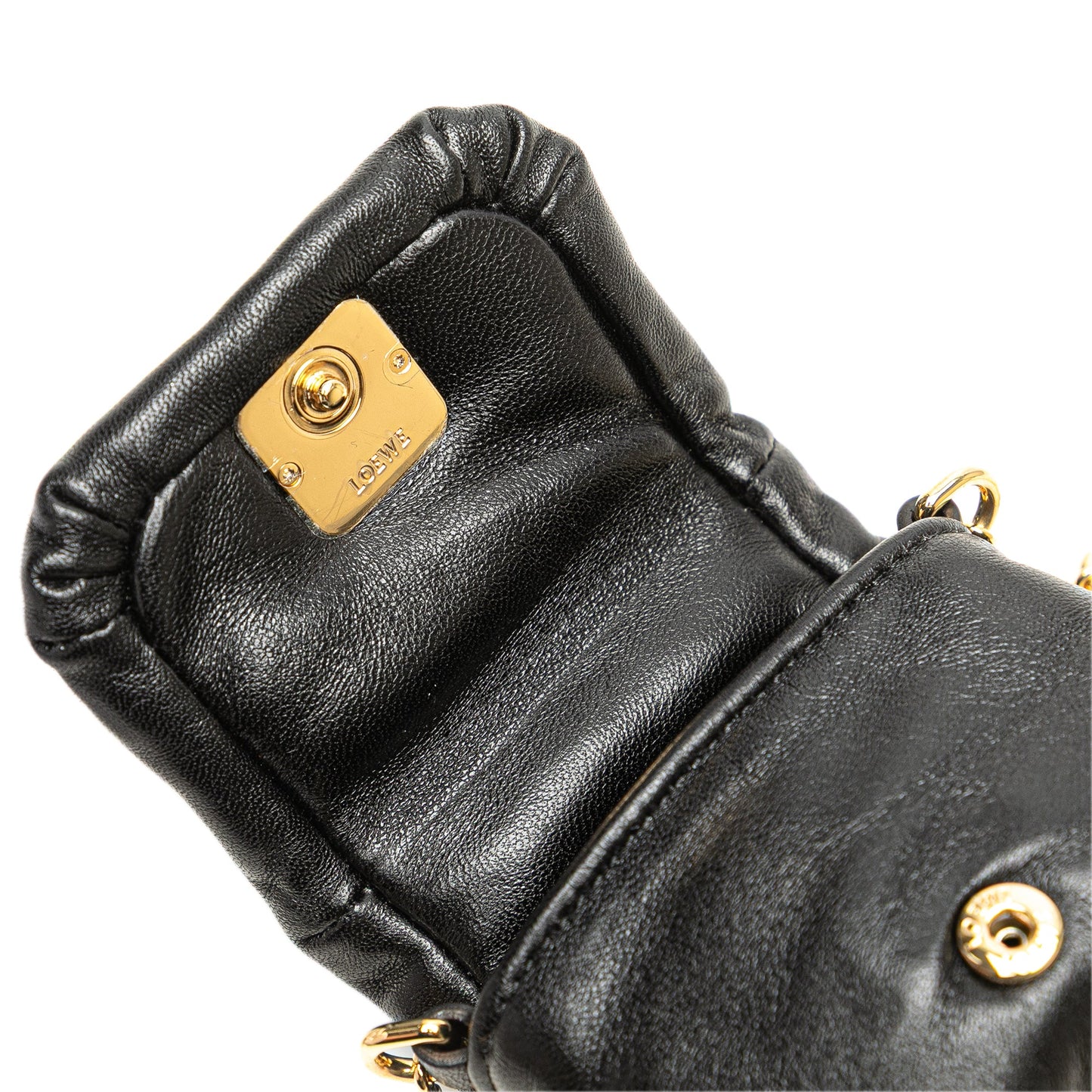 LOEWE Shiny Lambskin Goya Puffer Case