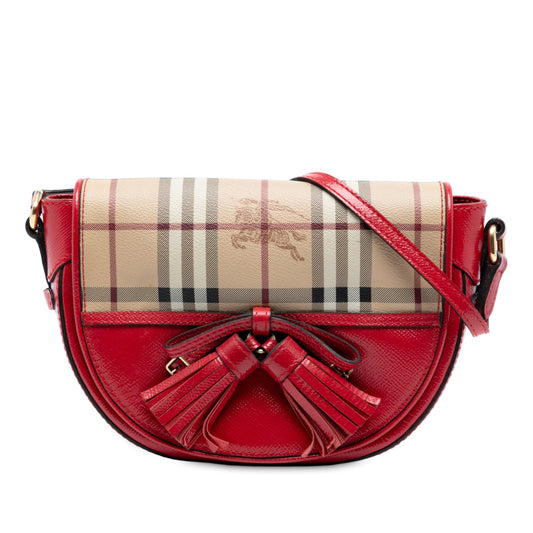 Burberry Patent Leather and Haymarket Check Coated Canvas Maydown Crossbody