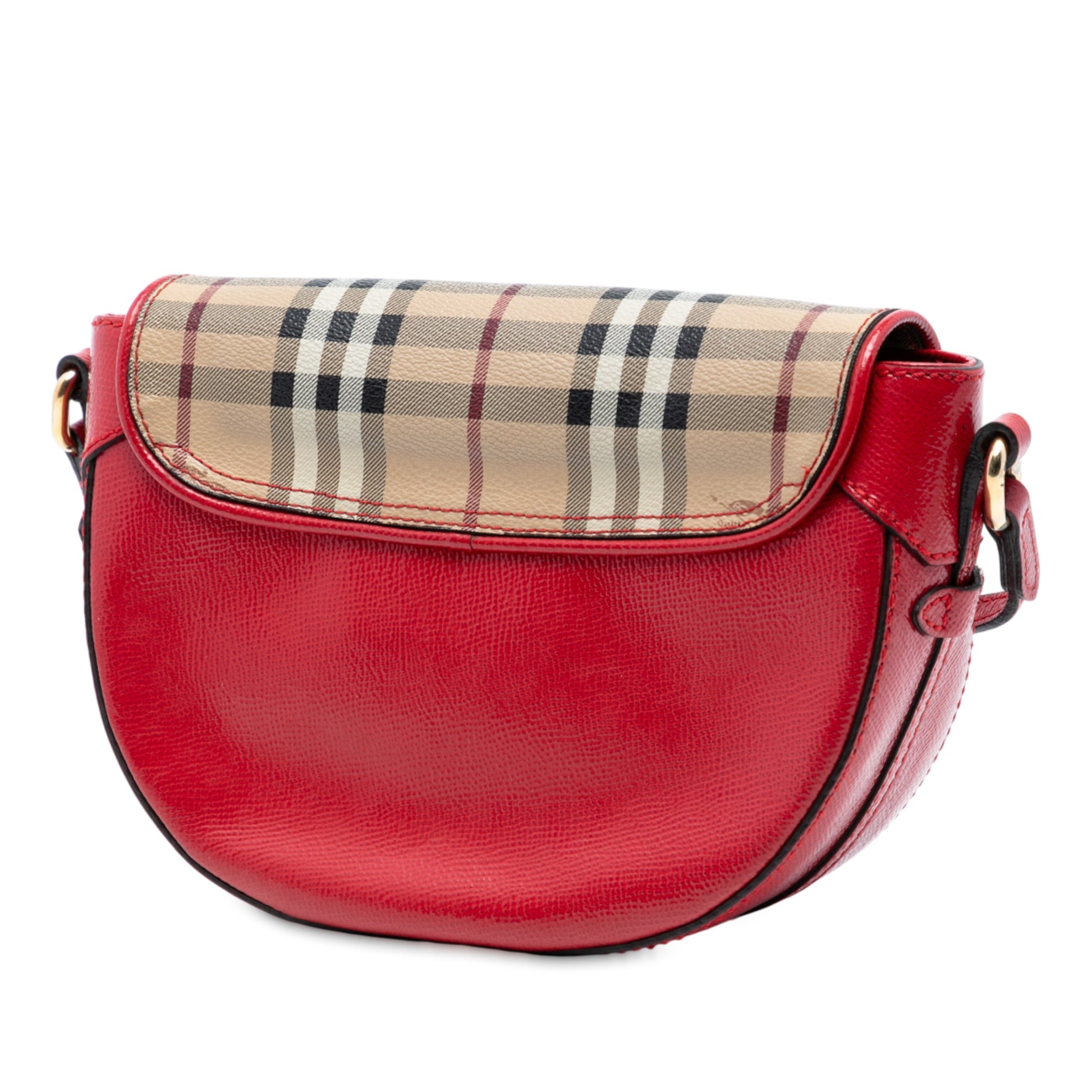 Burberry Patent Leather and Haymarket Check Coated Canvas Maydown Crossbody