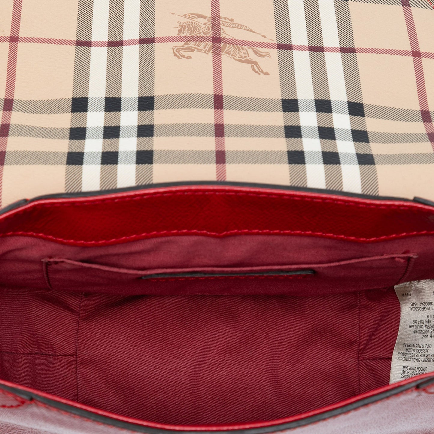 Burberry Patent Leather and Haymarket Check Coated Canvas Maydown Crossbody