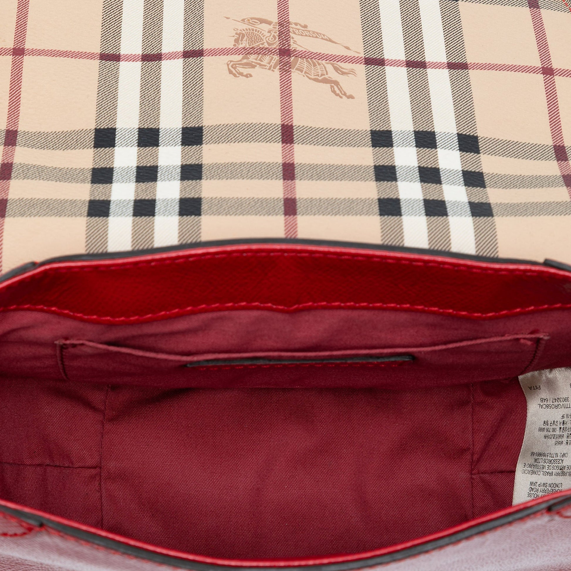 Burberry Patent Leather and Haymarket Check Coated Canvas Maydown Crossbody