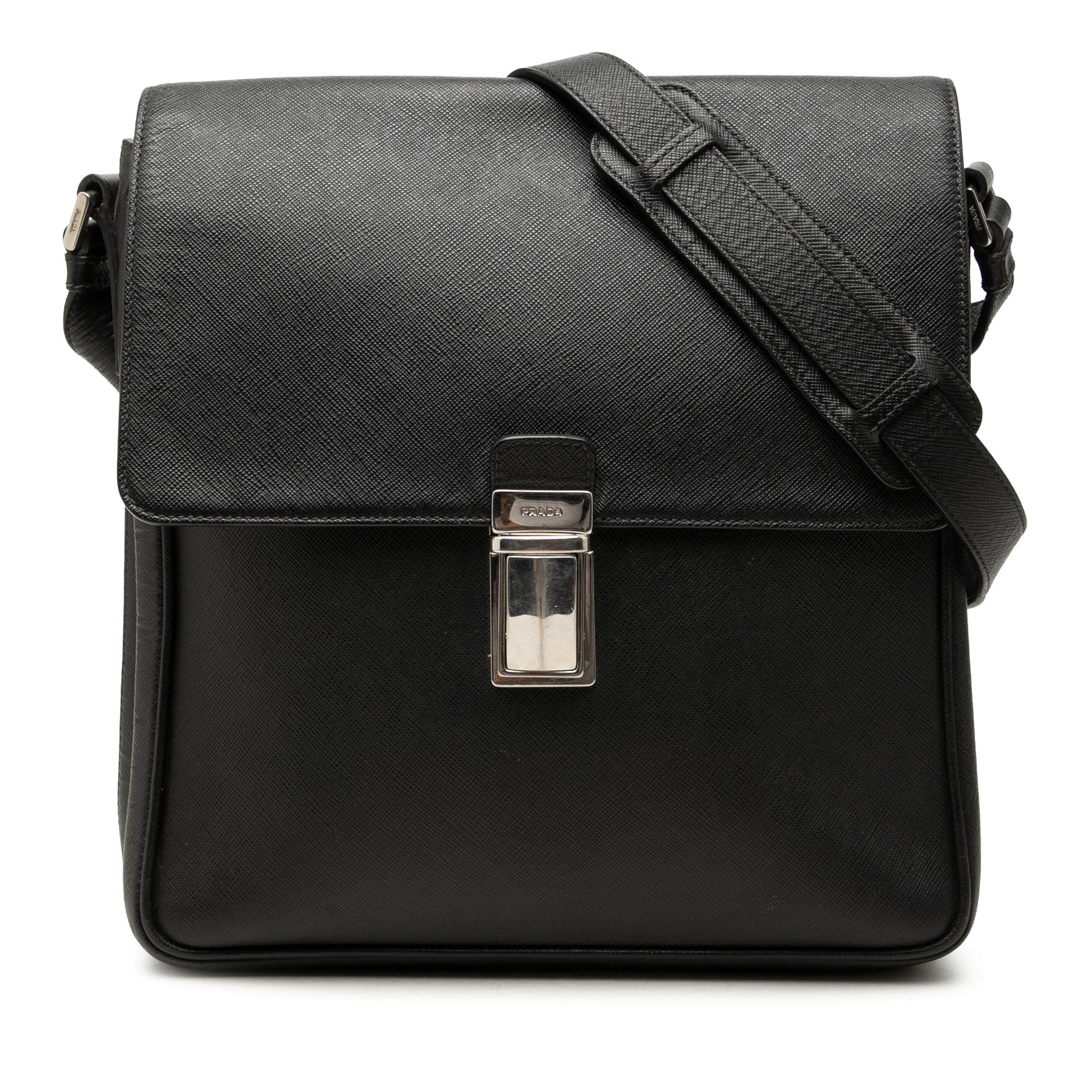Prada Saffiano Buckle Messenger Bag
