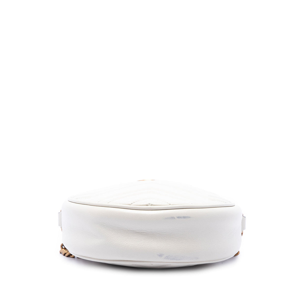 Gucci Mini GG Marmont Matelasse Calfskin Round Crossbody — White