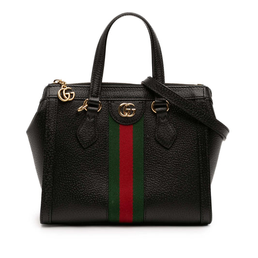 Gucci Small Leather Web Ophidia Satchel