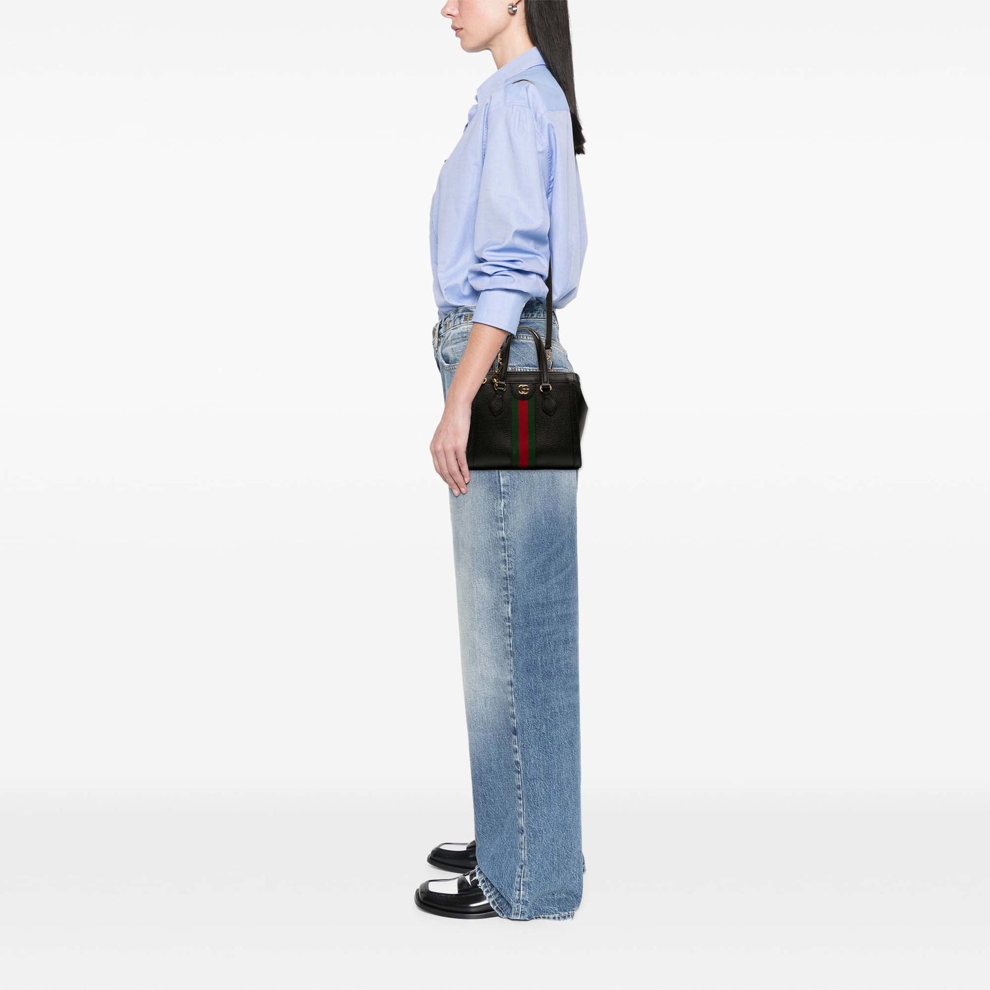 Gucci Small Leather Web Ophidia Satchel