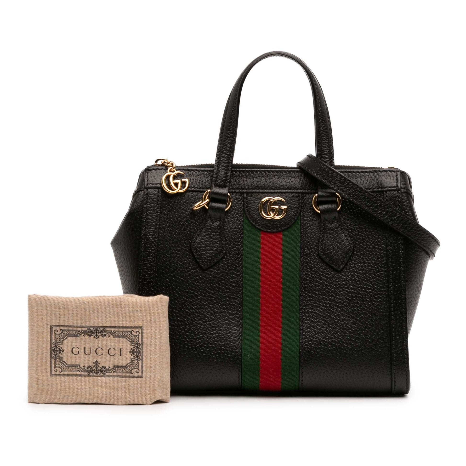 Gucci Small Leather Web Ophidia Satchel