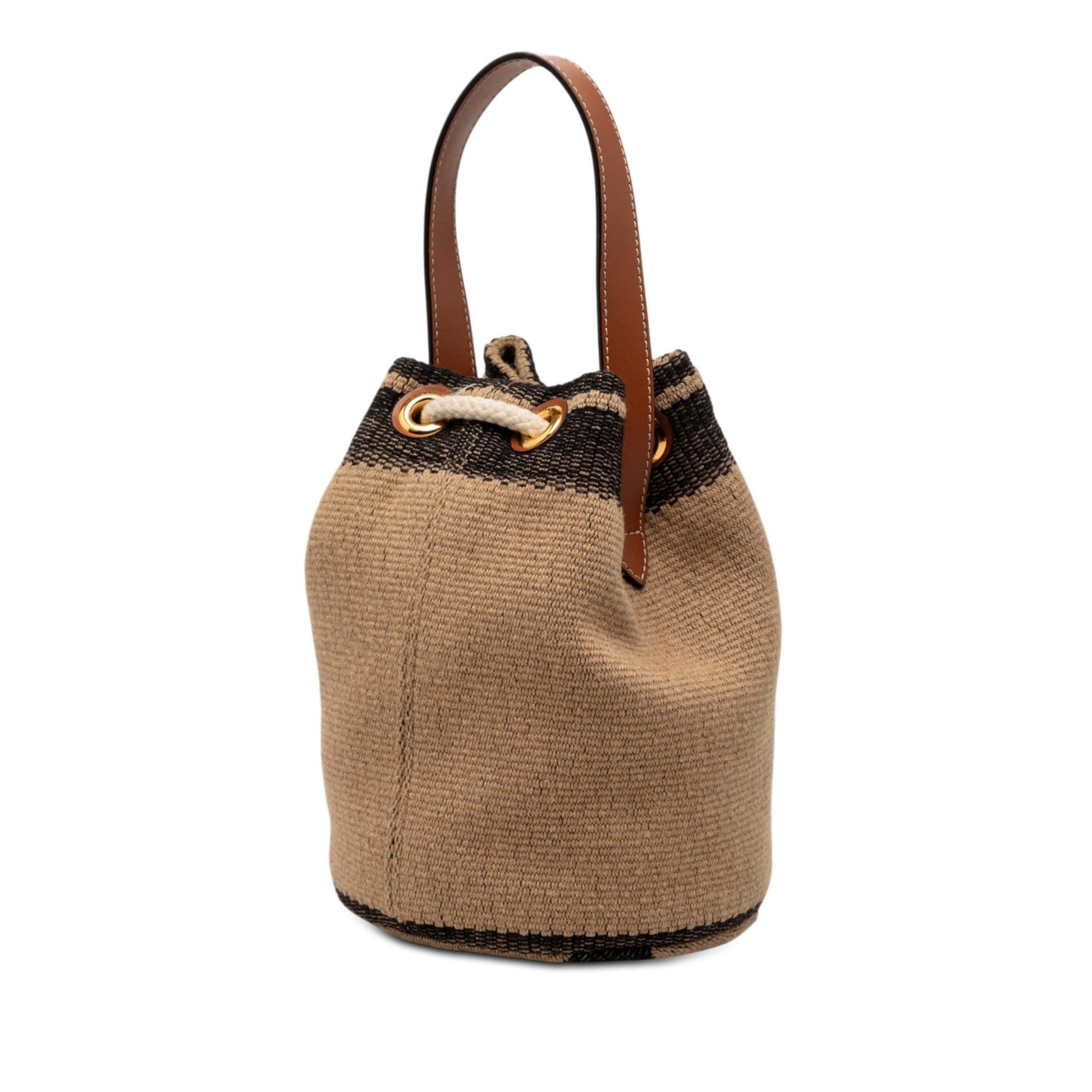 Celine Small Triomphe Raffia Drawstring Bucket Bag