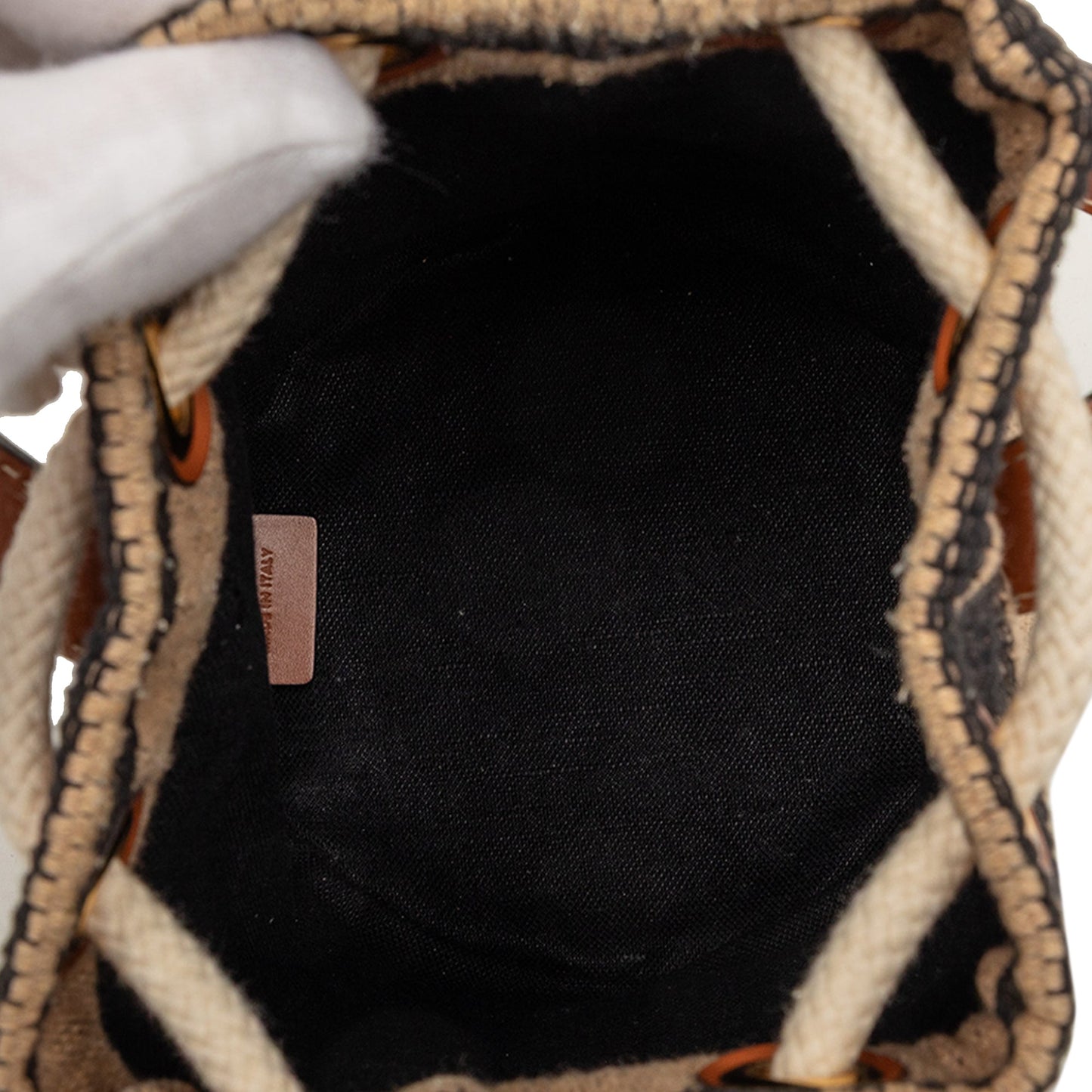 Celine Small Triomphe Raffia Drawstring Bucket Bag