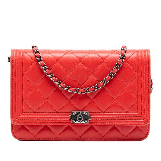 Chanel Quilted Lambskin Boy Wallet On Chain