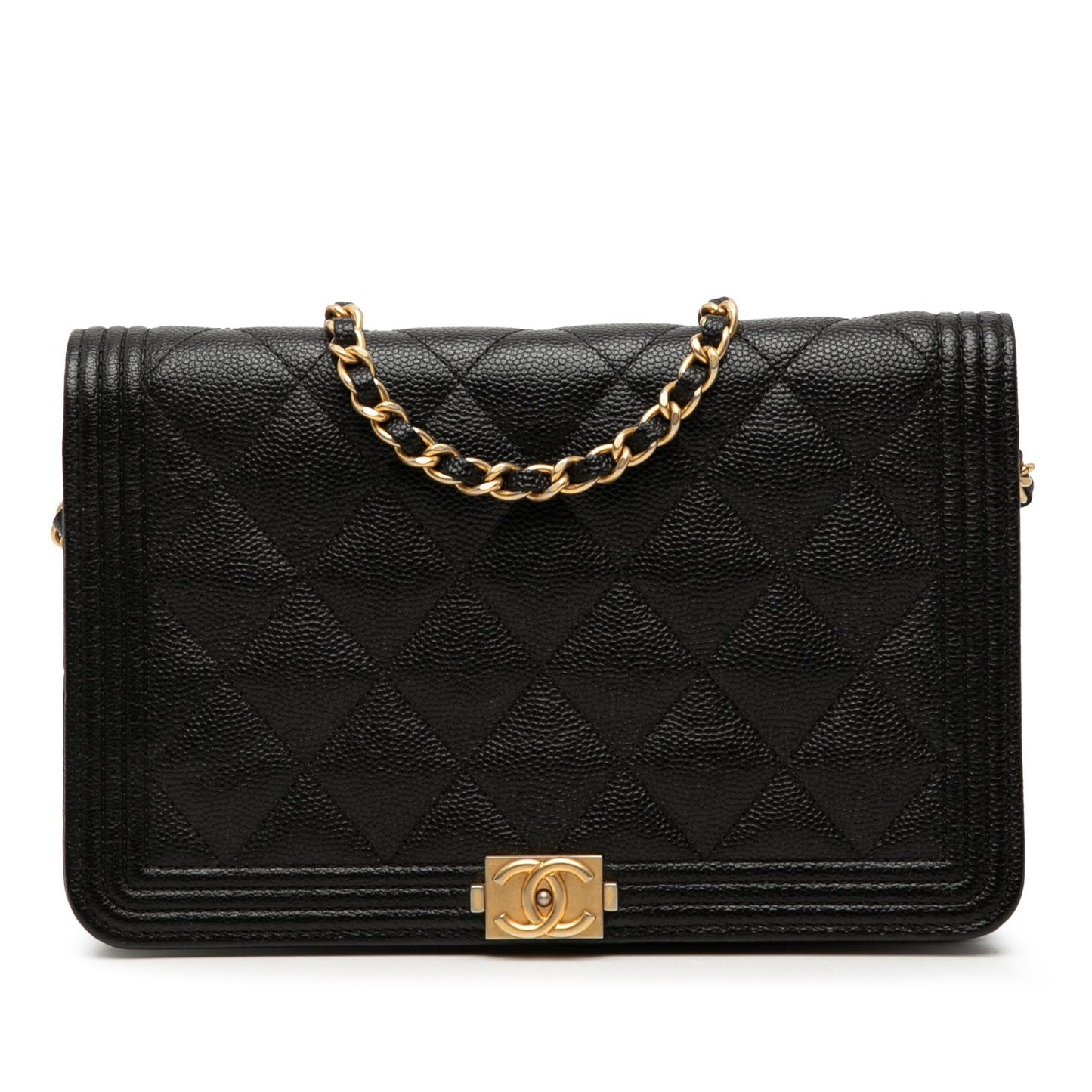 Quilted Caviar Boy Wallet on Chain