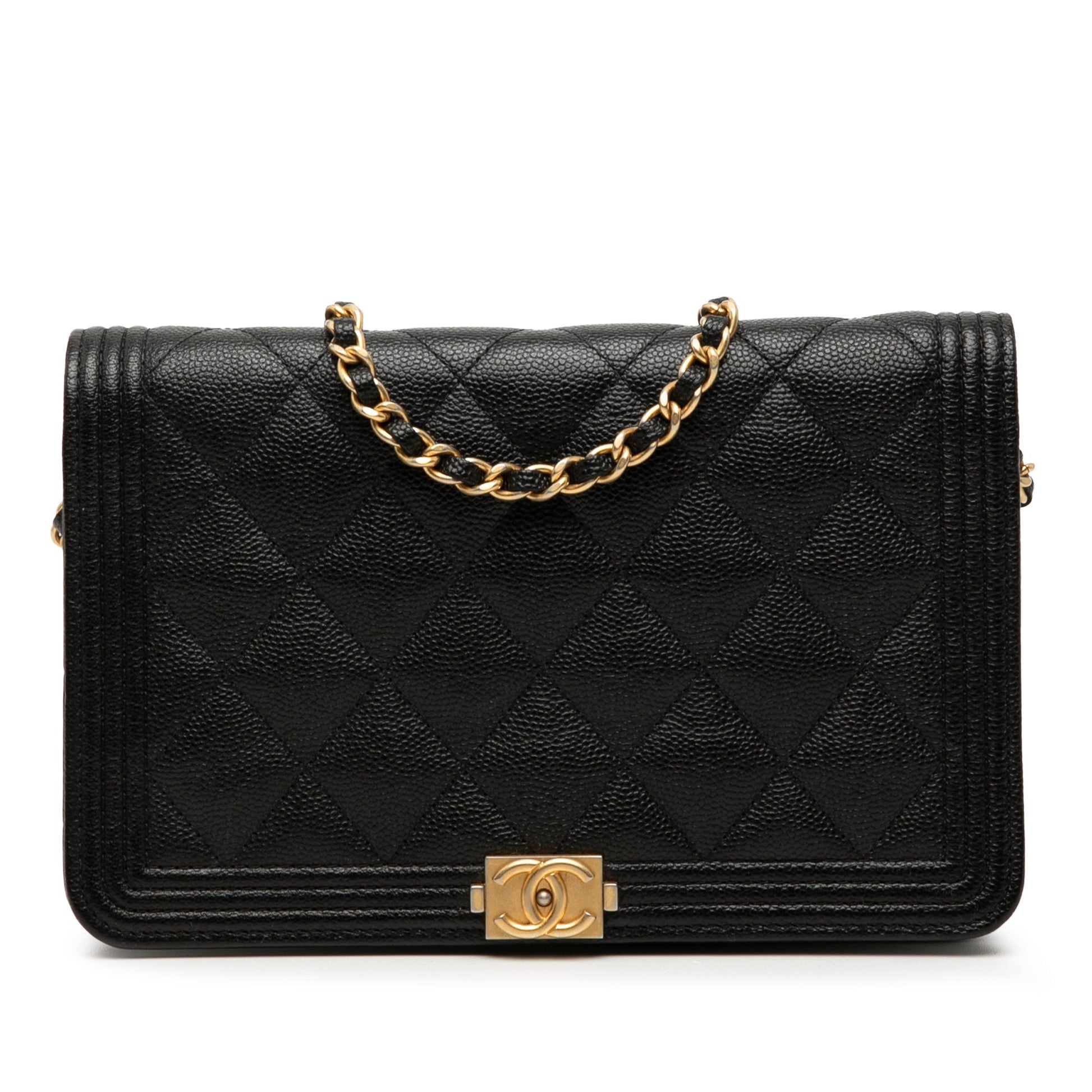 Quilted Caviar Boy Wallet on Chain