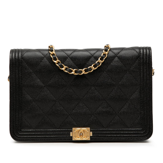Quilted Caviar Boy Wallet on Chain