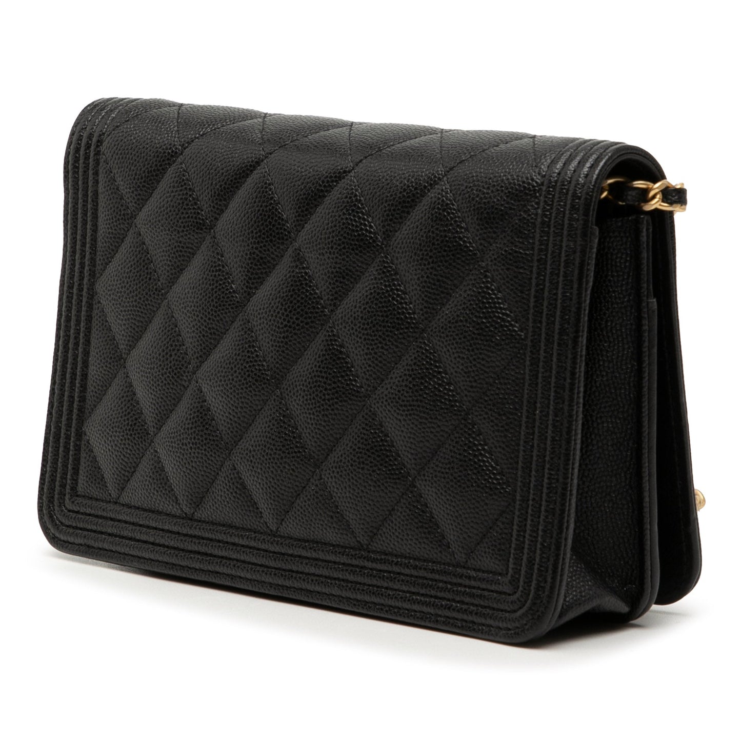 Quilted Caviar Boy Wallet on Chain
