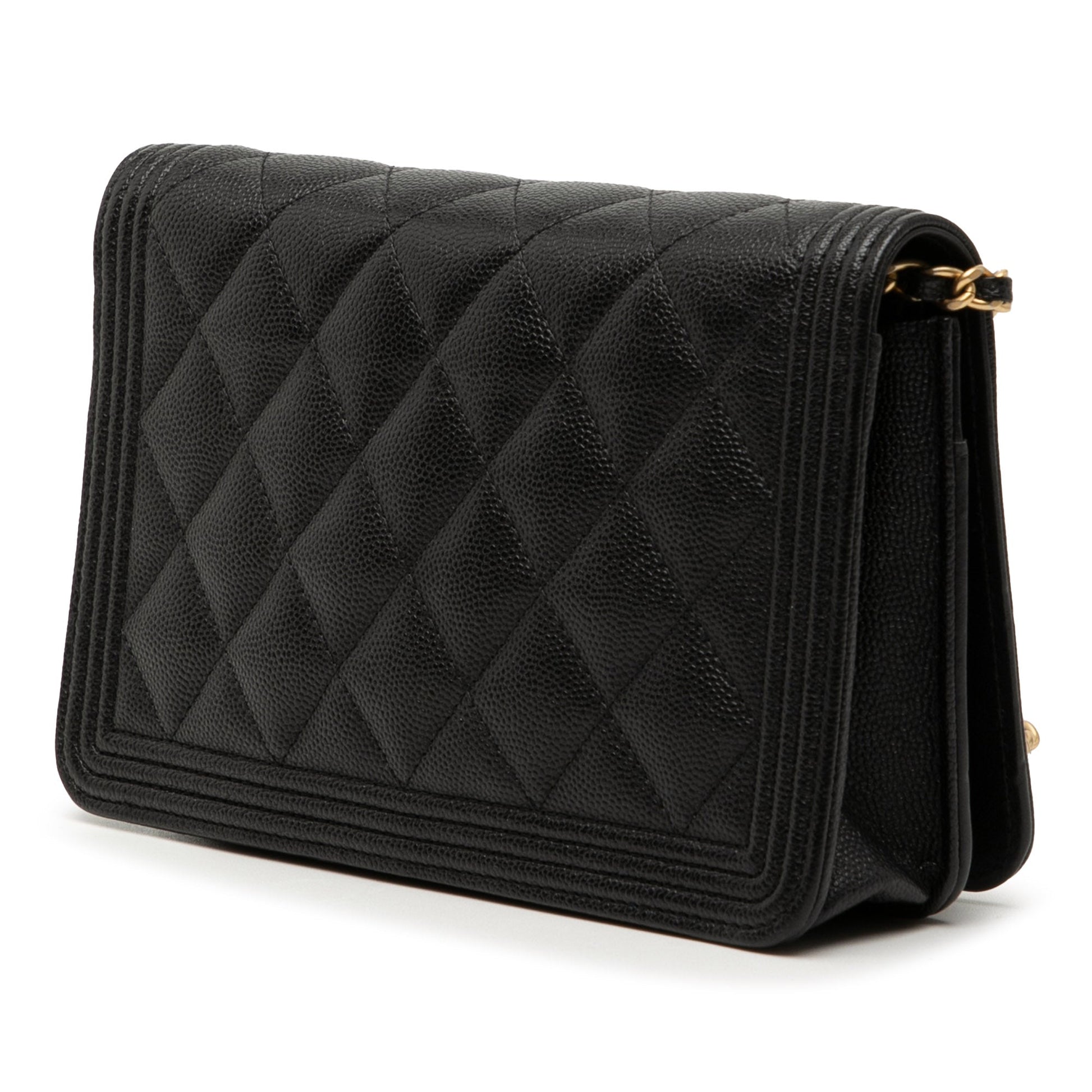 Quilted Caviar Boy Wallet on Chain
