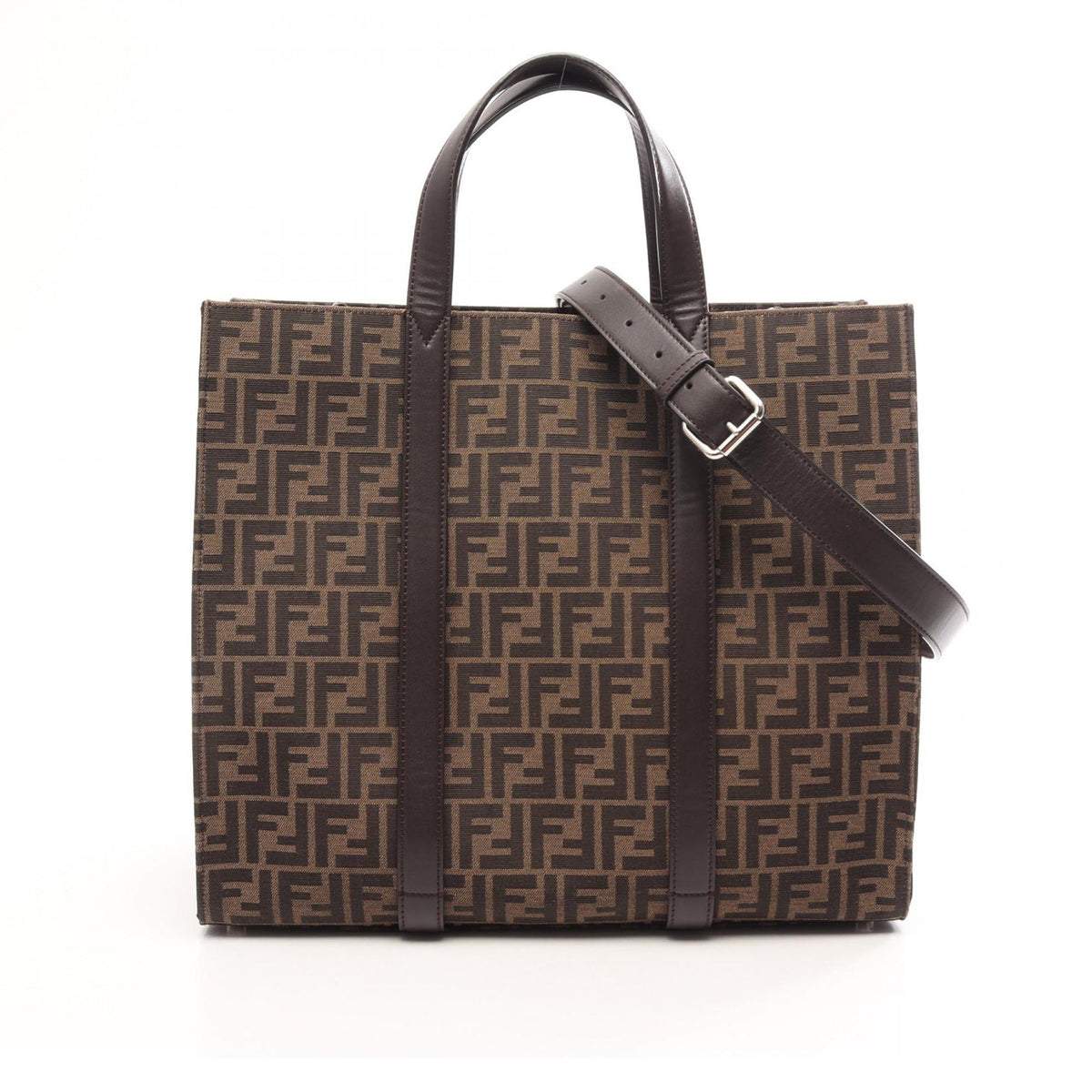 Fendi Zucca Canvas Vertical Satchel — Brown
