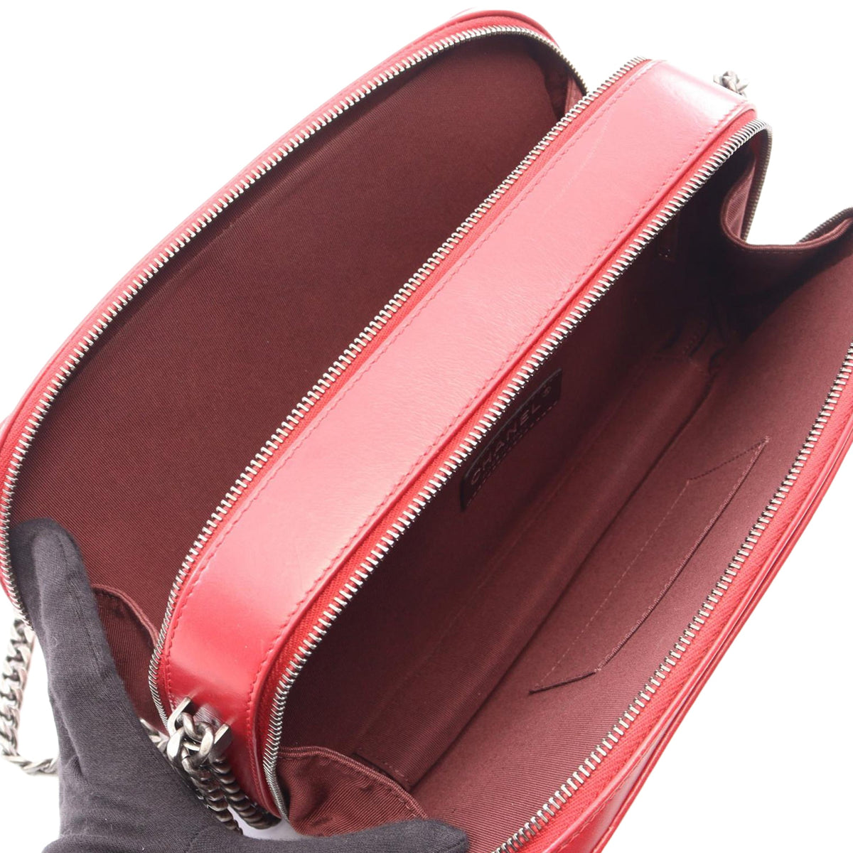 Chanel Medium Quilted Lambskin Coco Boy Camera Bag — Red