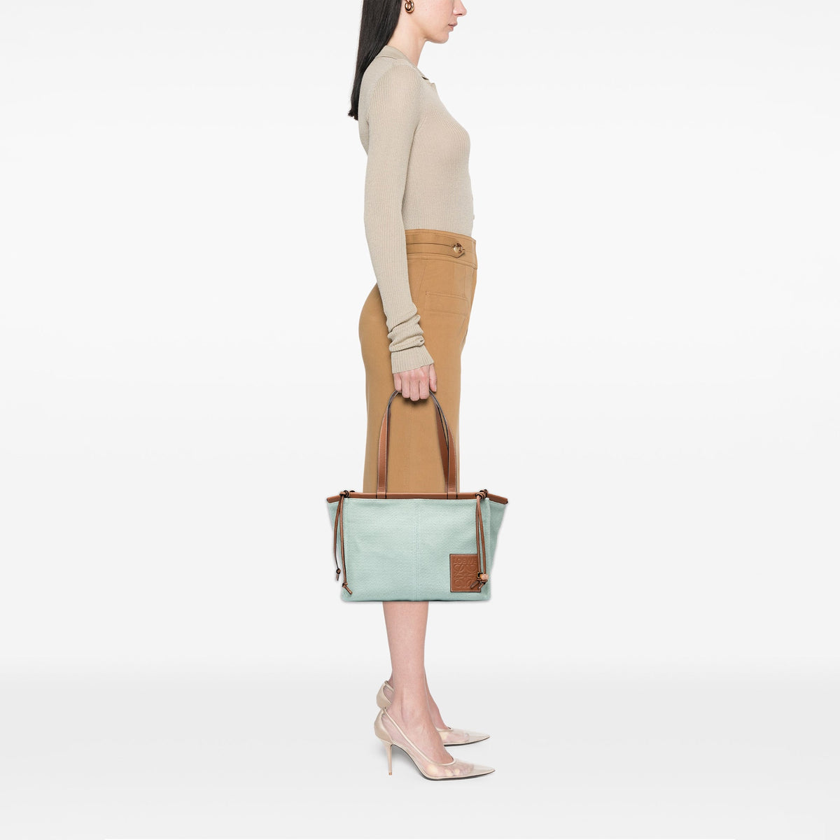 LOEWE Small Canvas Cushion Tote — Green
