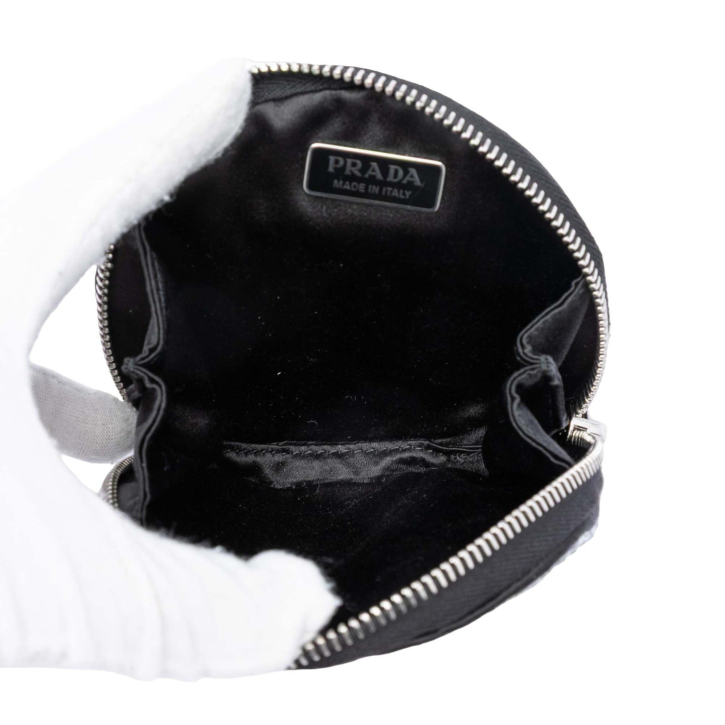Prada Satin Crystal Round Chain Crossbody