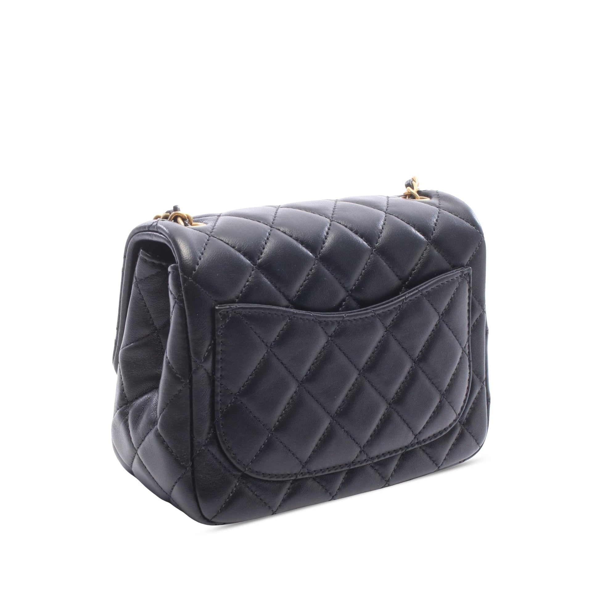 Chanel Mini Square Classic Lambskin Pearl Crush Single Flap
