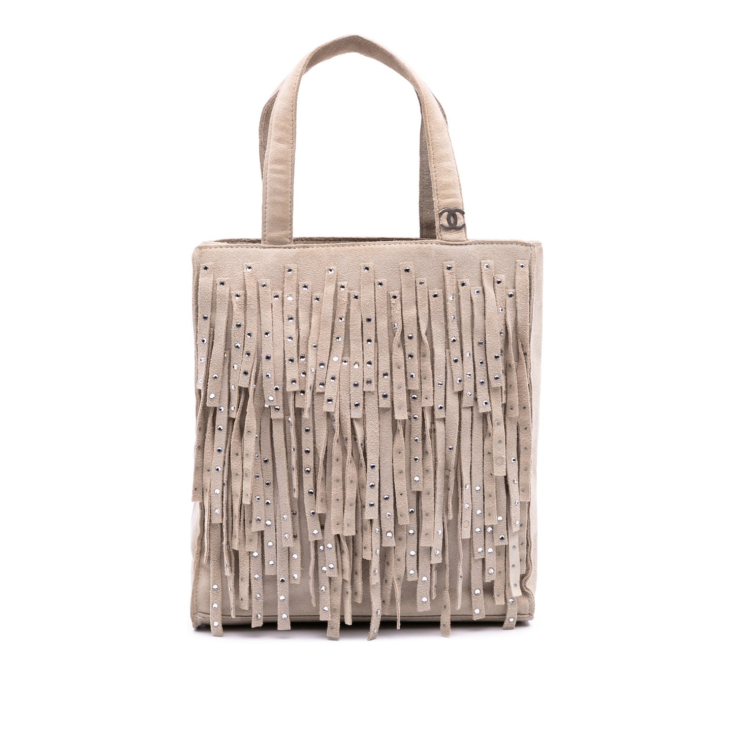 Chanel Mini Suede Studded Fringe Tote