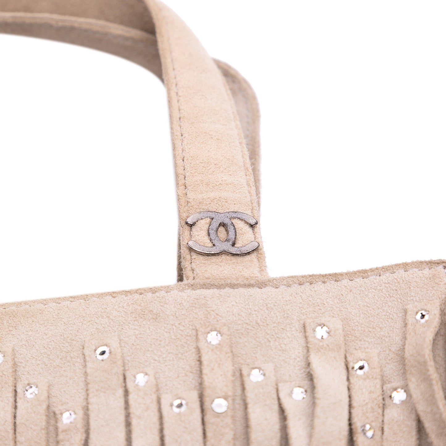 Chanel Mini Suede Studded Fringe Tote