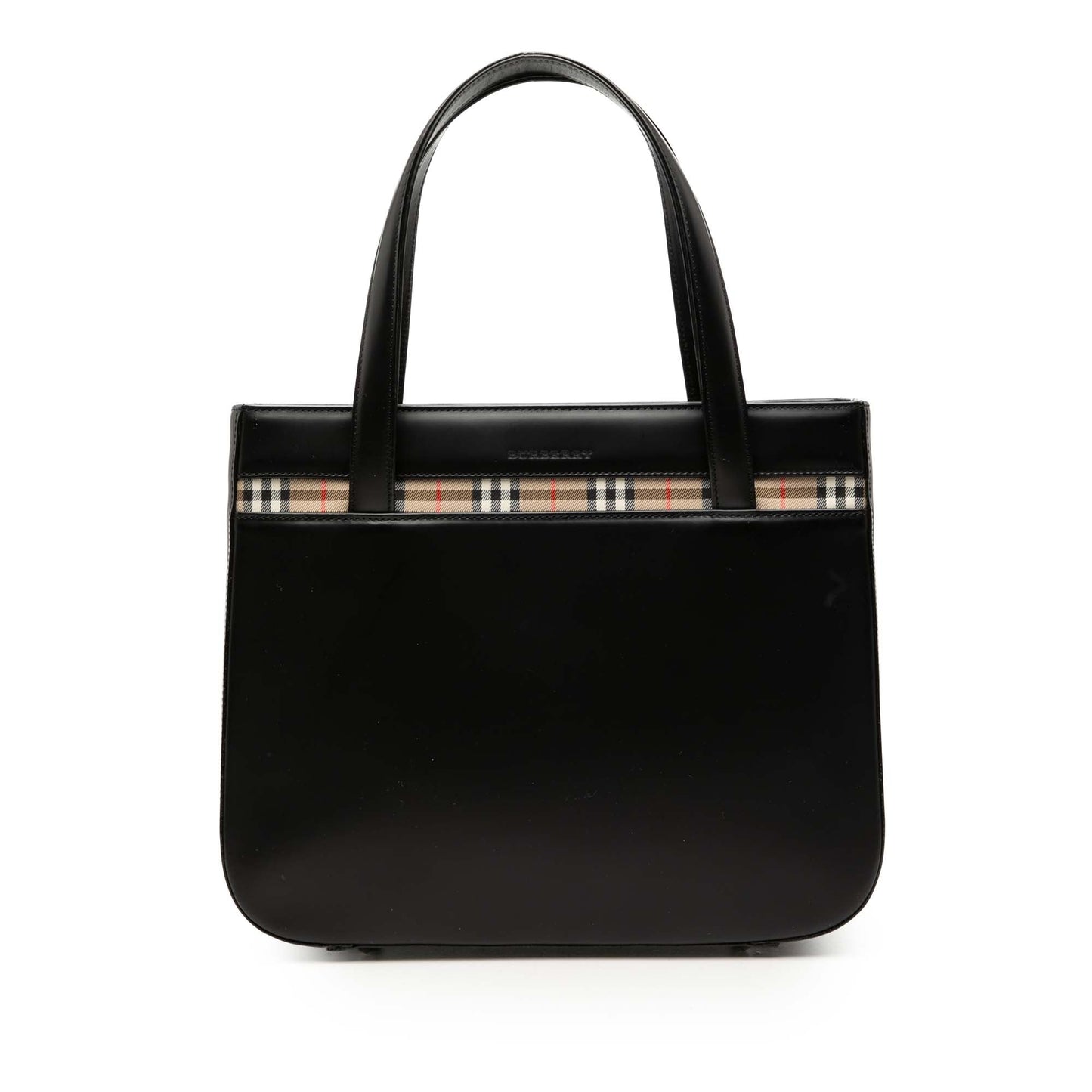 House Check Trimmed Leather Handbag