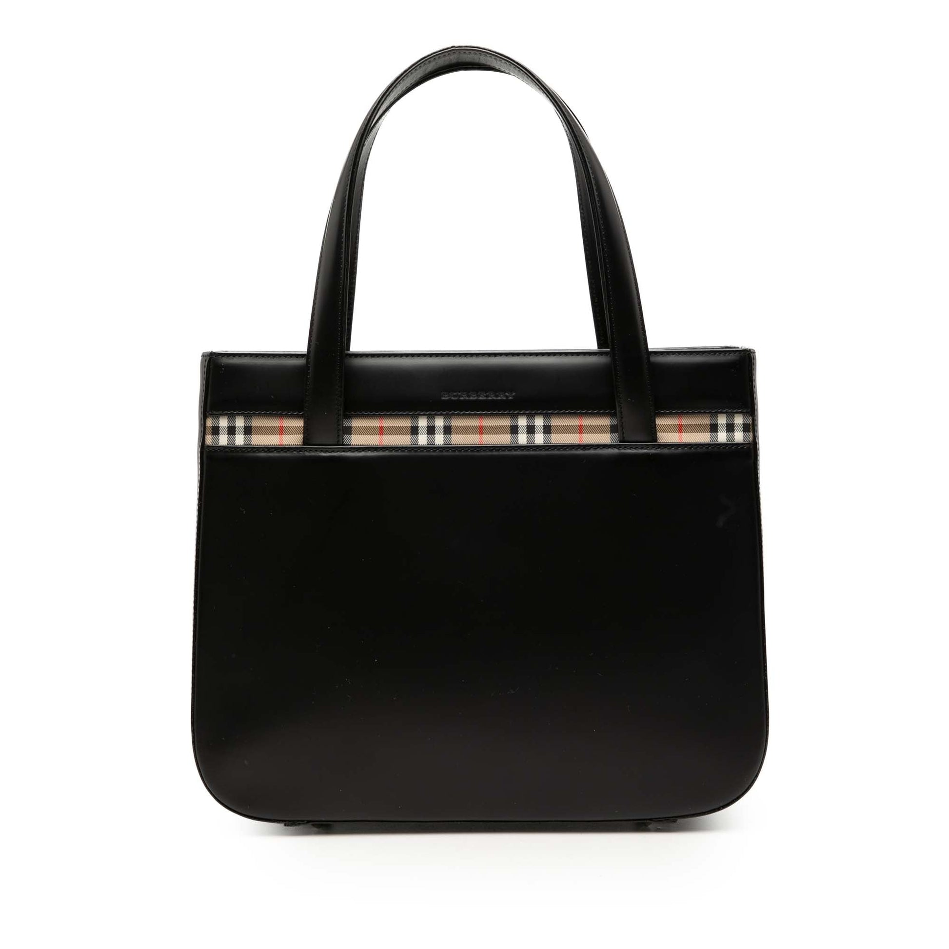 House Check Trimmed Leather Handbag