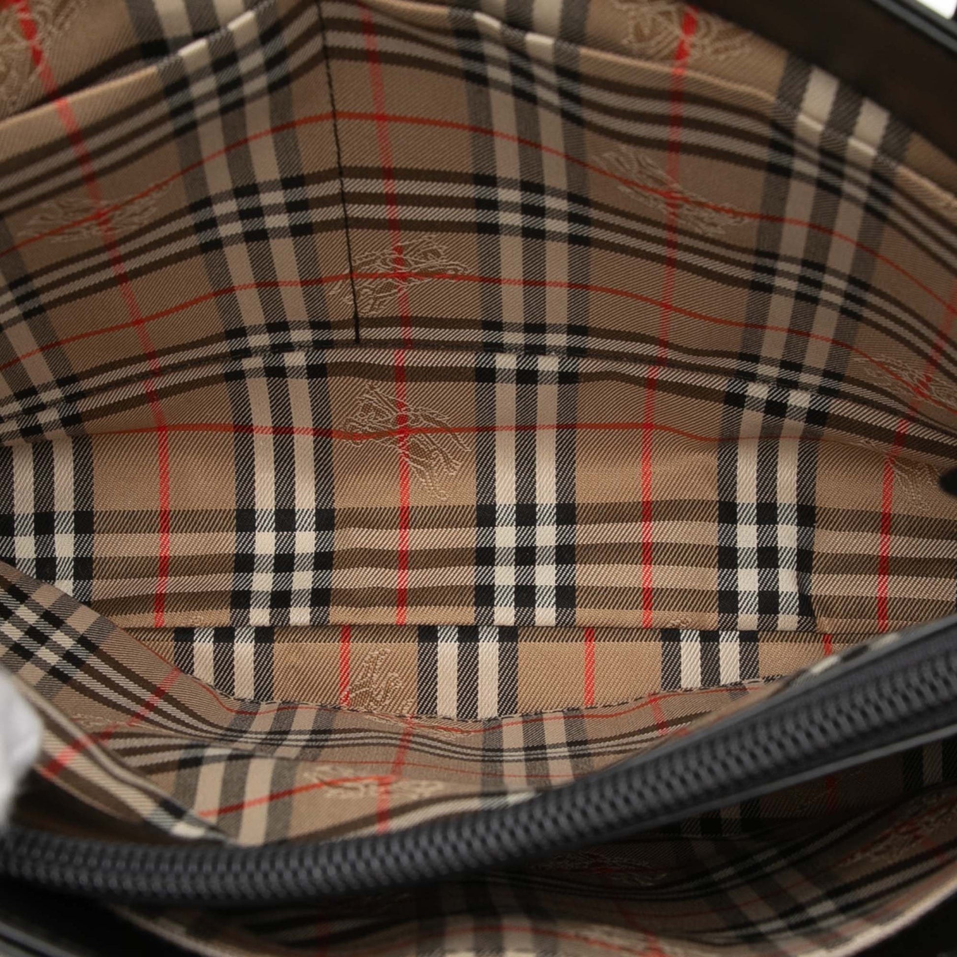 House Check Trimmed Leather Handbag