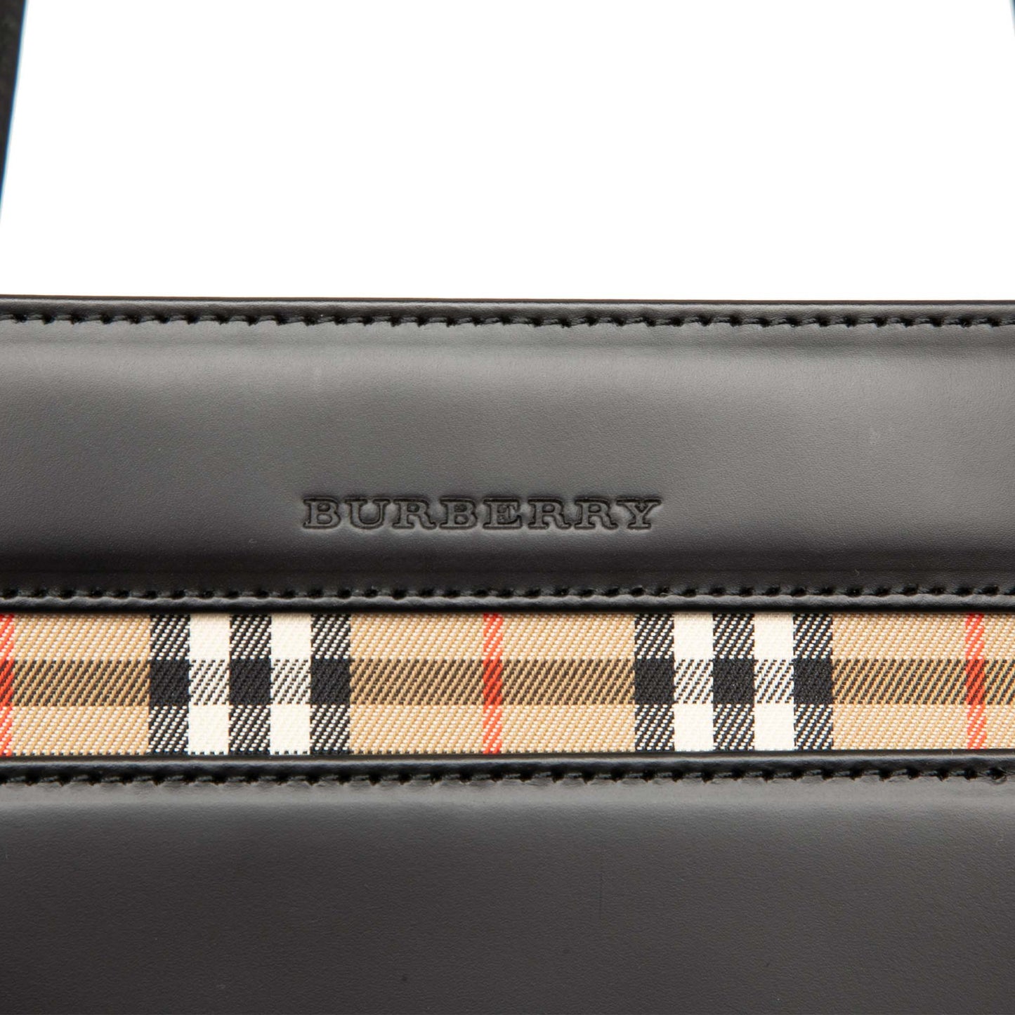 House Check Trimmed Leather Handbag