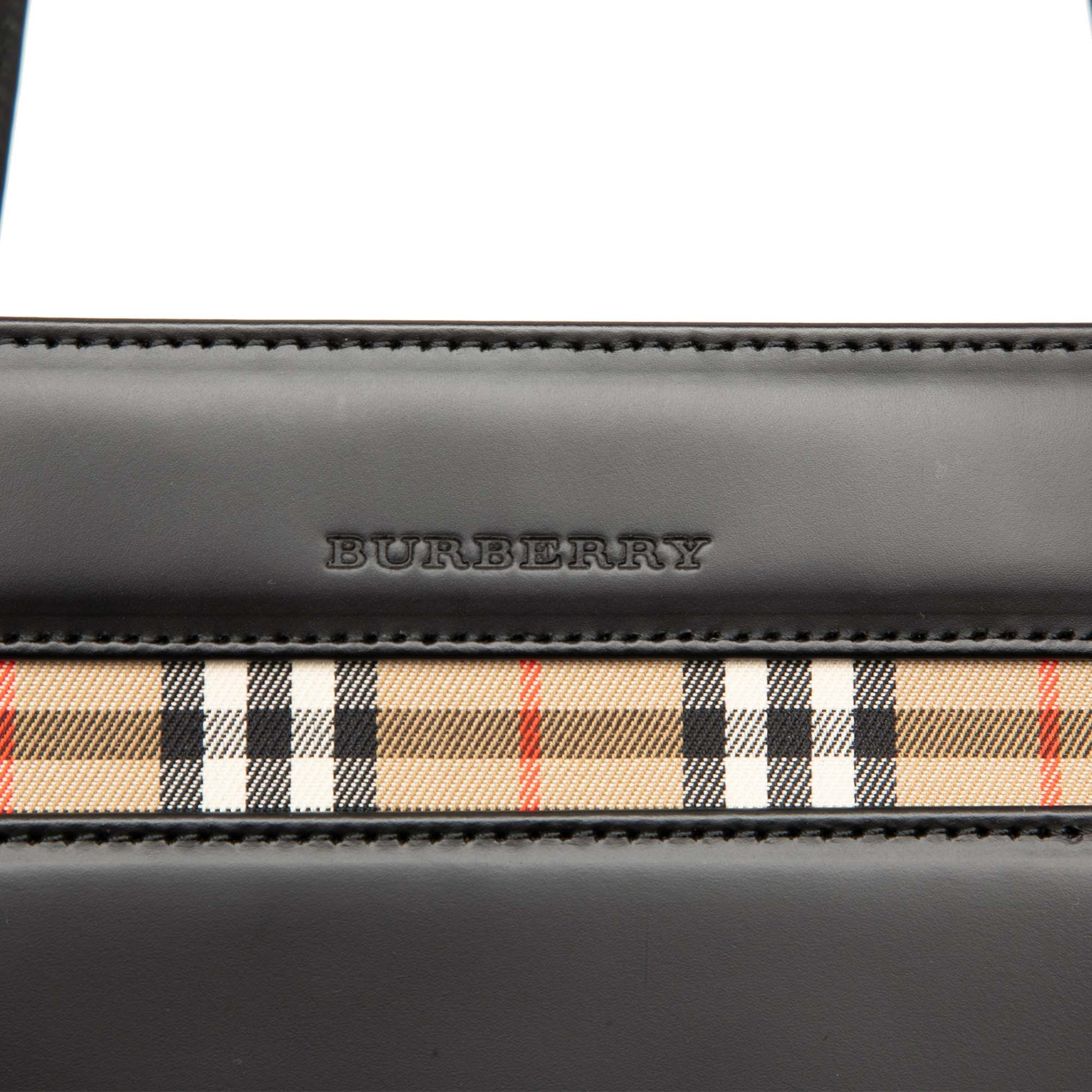 House Check Trimmed Leather Handbag