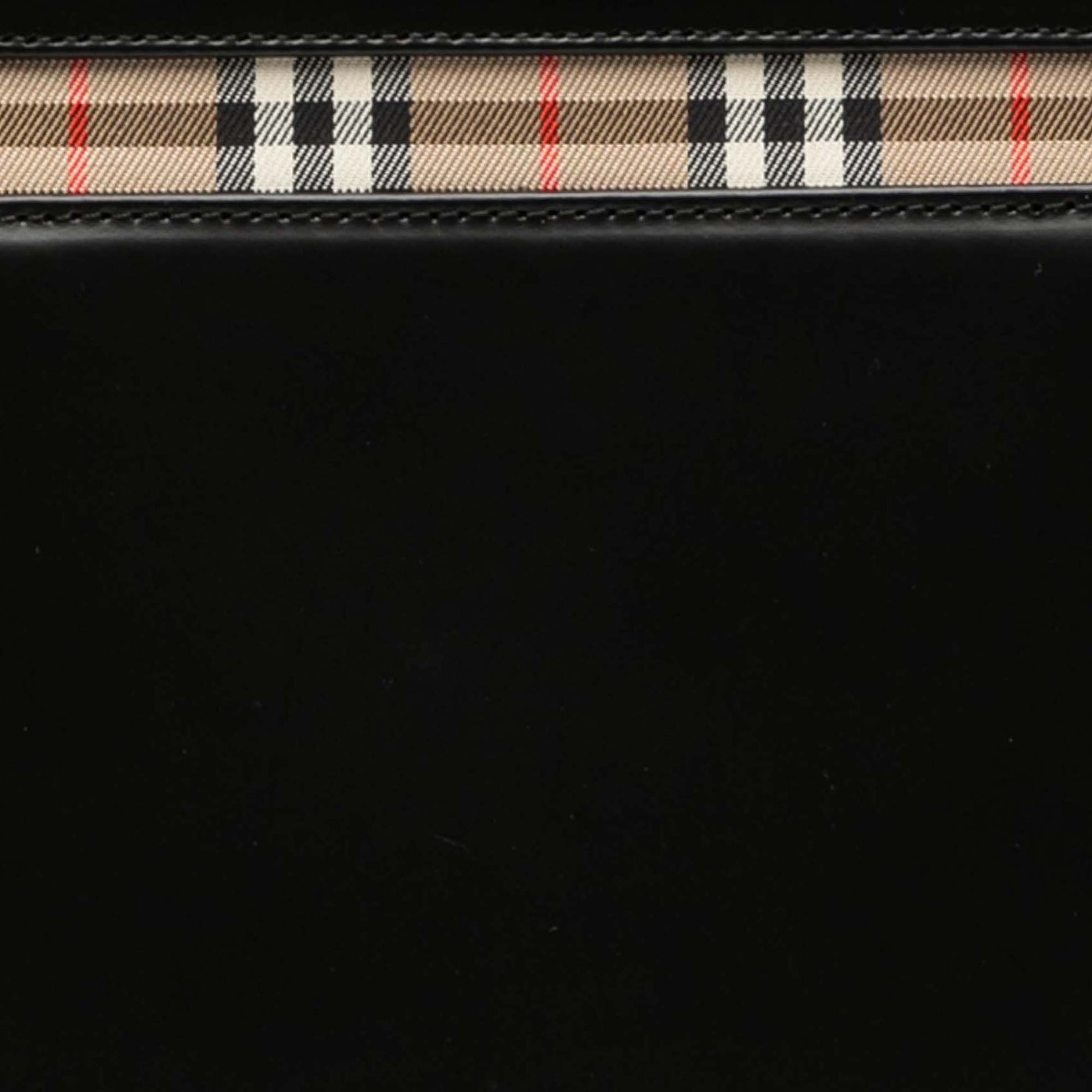 House Check Trimmed Leather Handbag