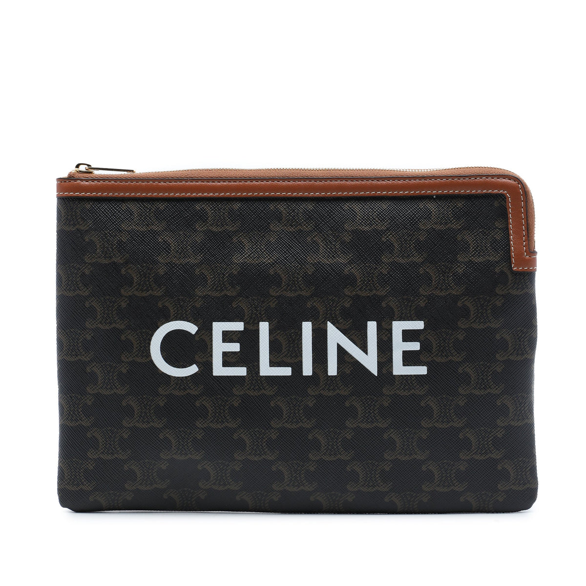 Celine Small Triomphe Coated Canvas Clutch