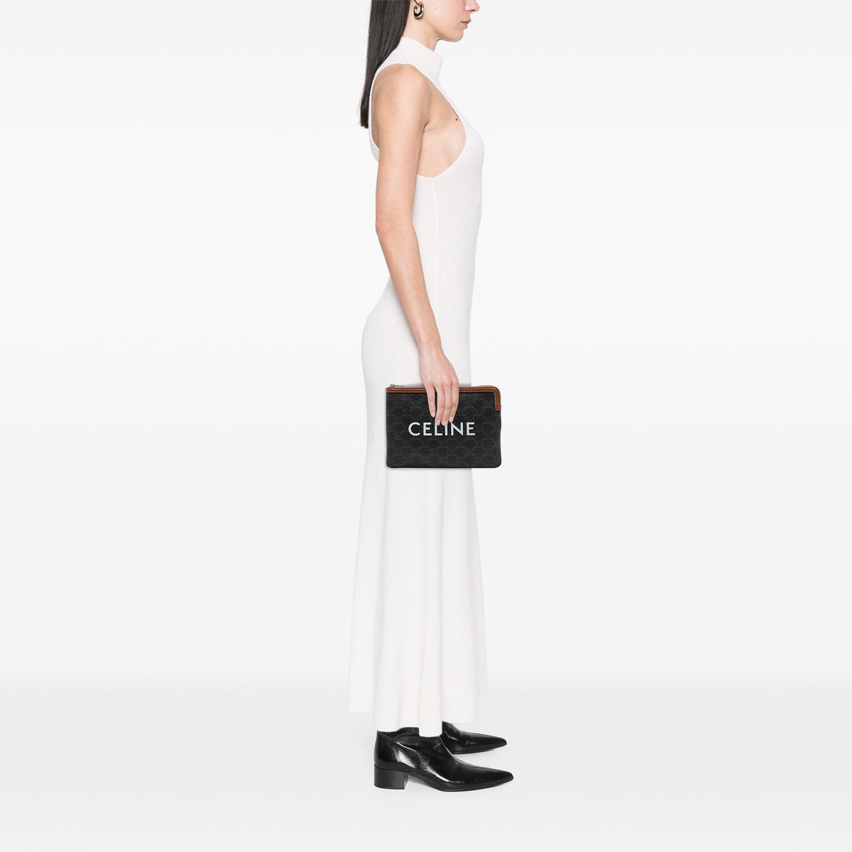 Celine Small Triomphe Coated Canvas Clutch