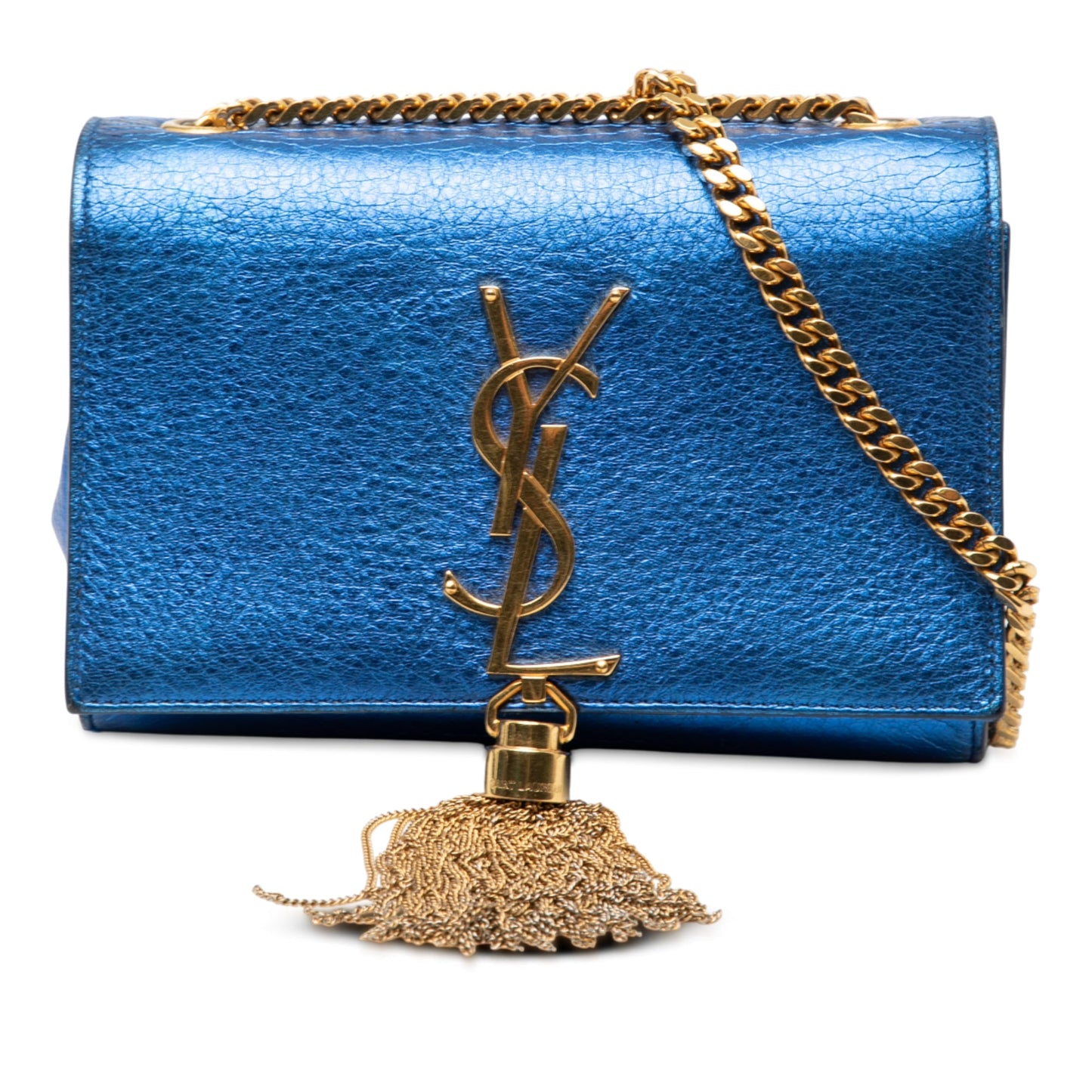 Saint Laurent Small Metallic Calfskin Monogram Kate Tassel Crossbody