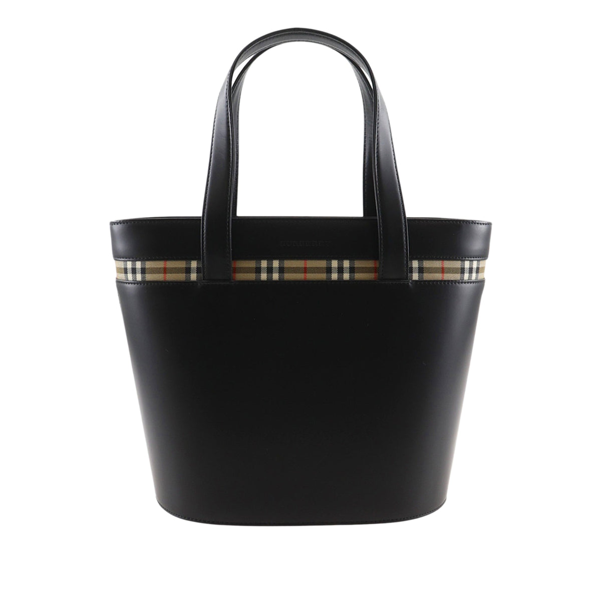 Burberry House Check Canvas Trimmed Leather Handbag