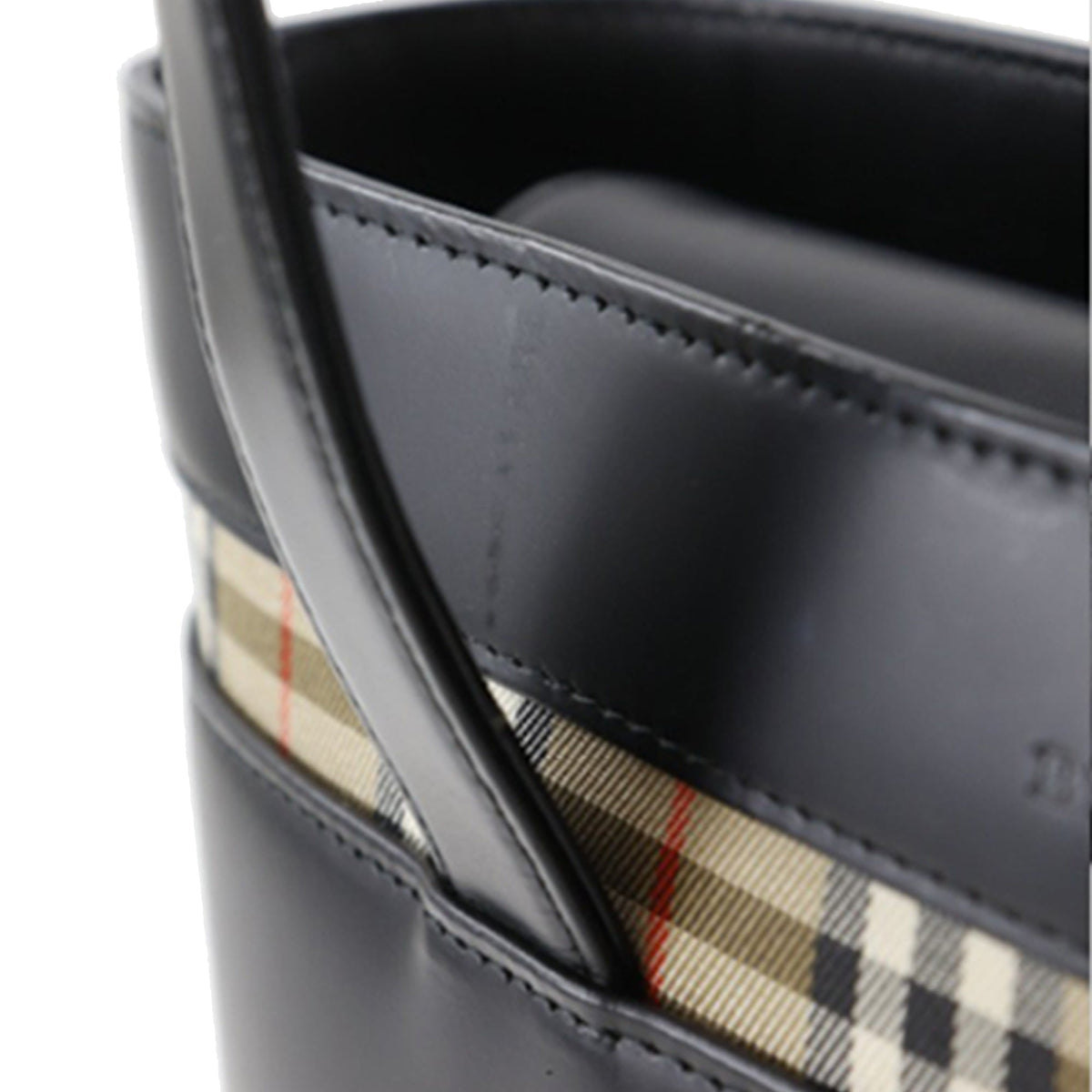 Burberry House Check Canvas Trimmed Leather Handbag